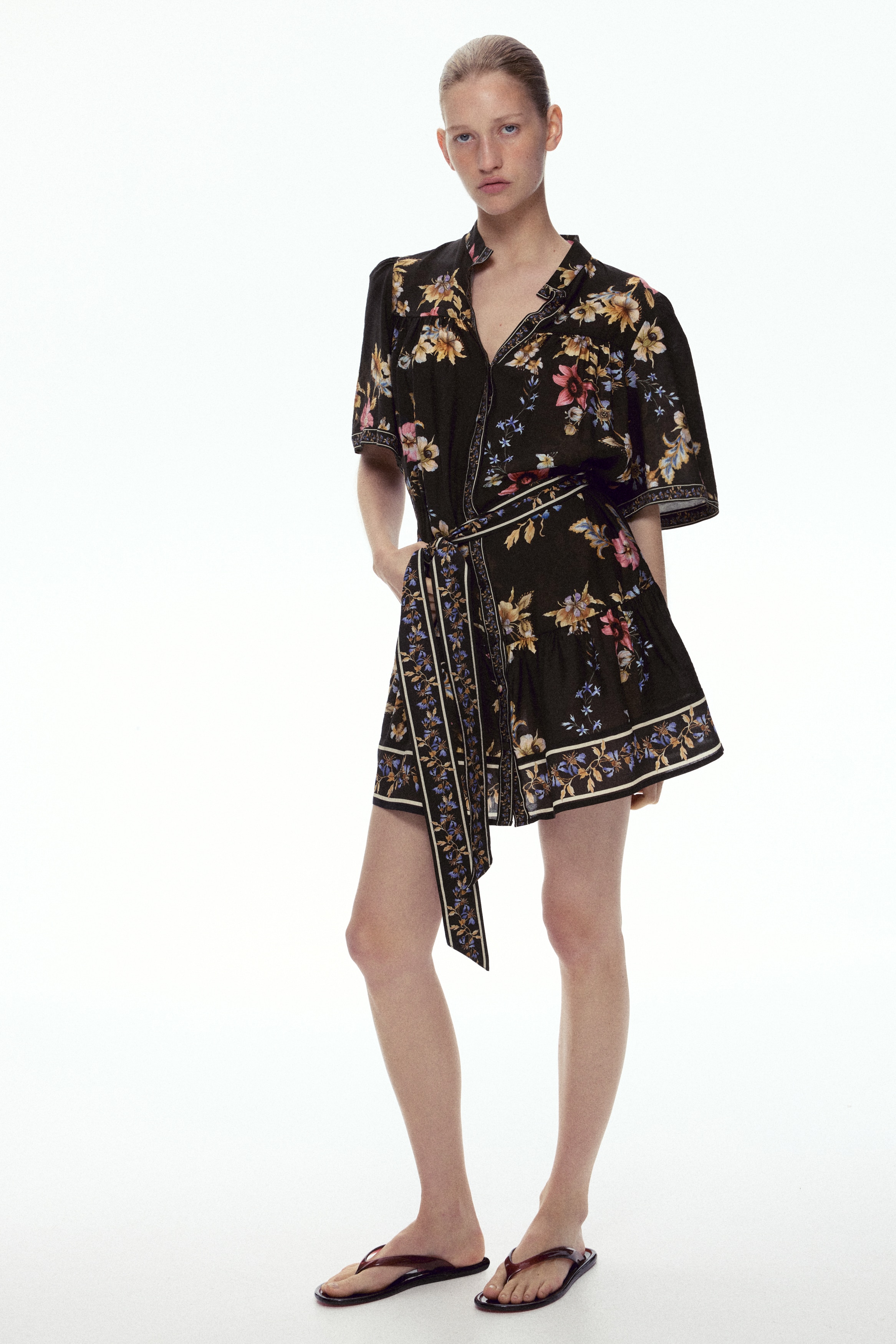 Tie-Detail Button-Front Dress - thumbnail 3