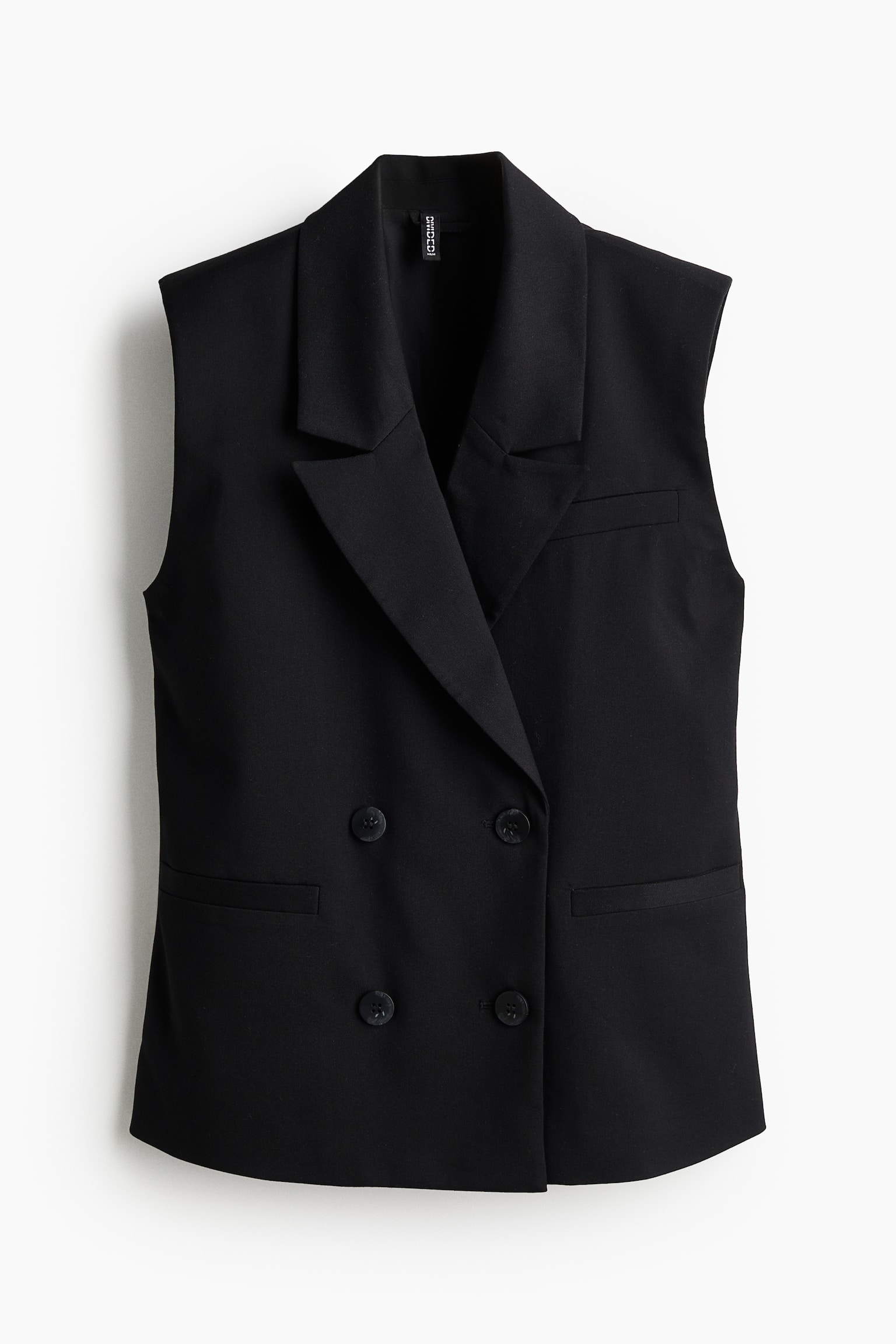 Sleeveless Blazer - Black/Light beige marle - 2