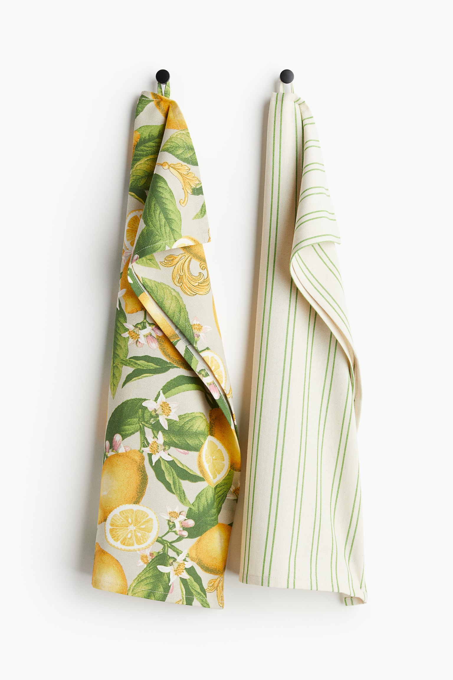 2-pack tea towels - Yellow/Lemons - 1