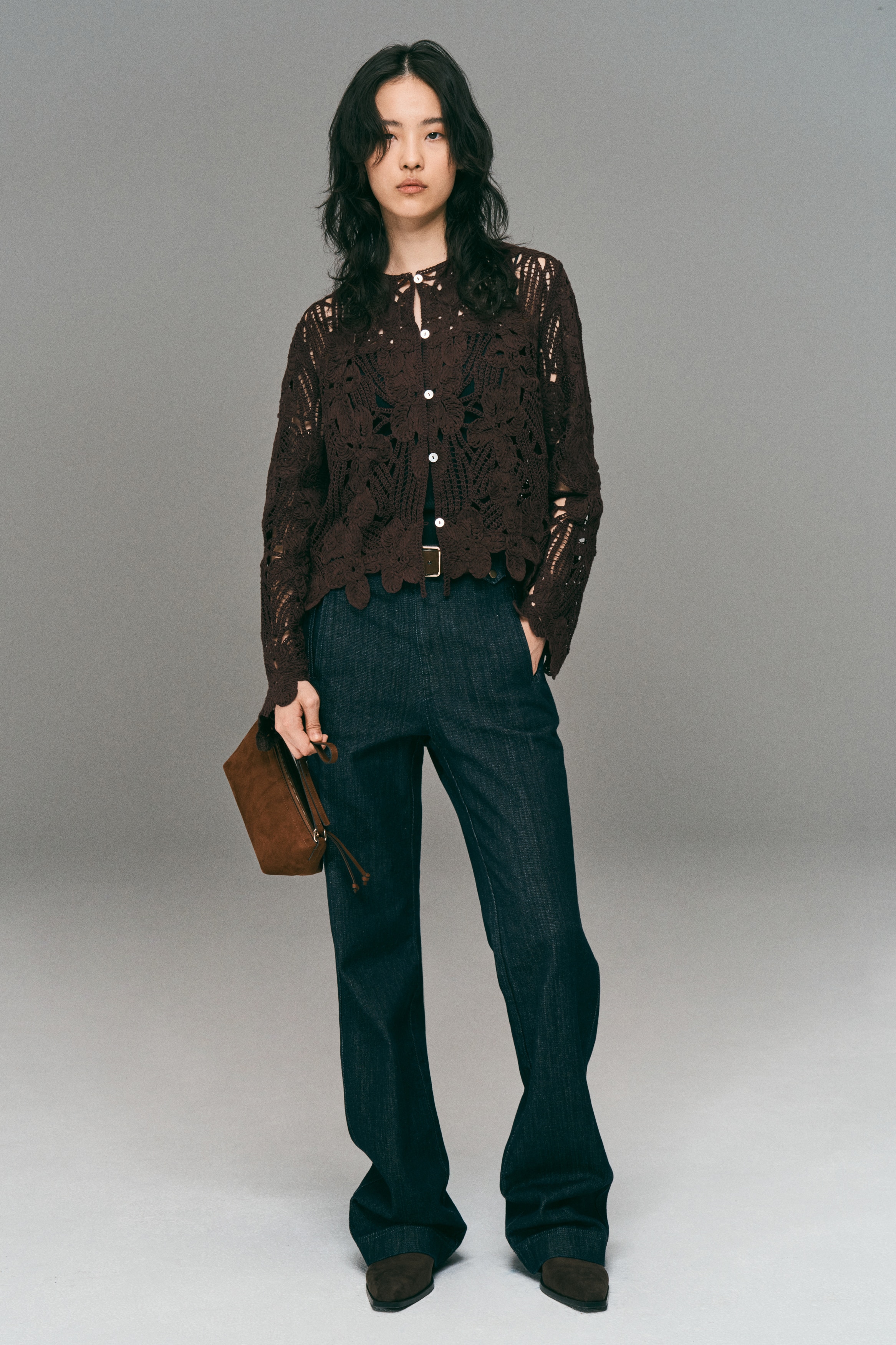 レースカーディガン - ダークブラウン - レディース | H&M JP
