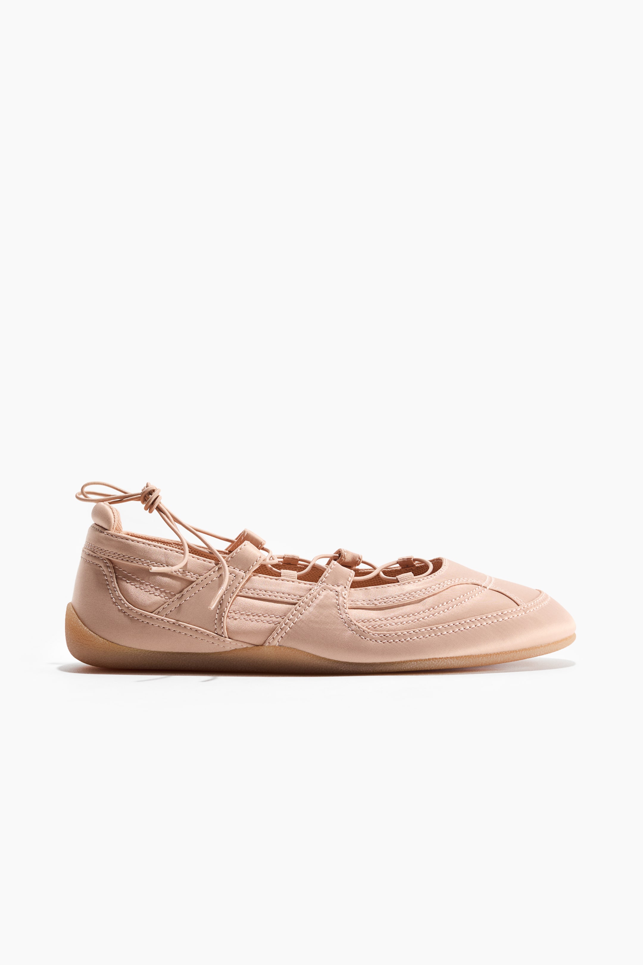 Satin Lace-Up Ballet Flats