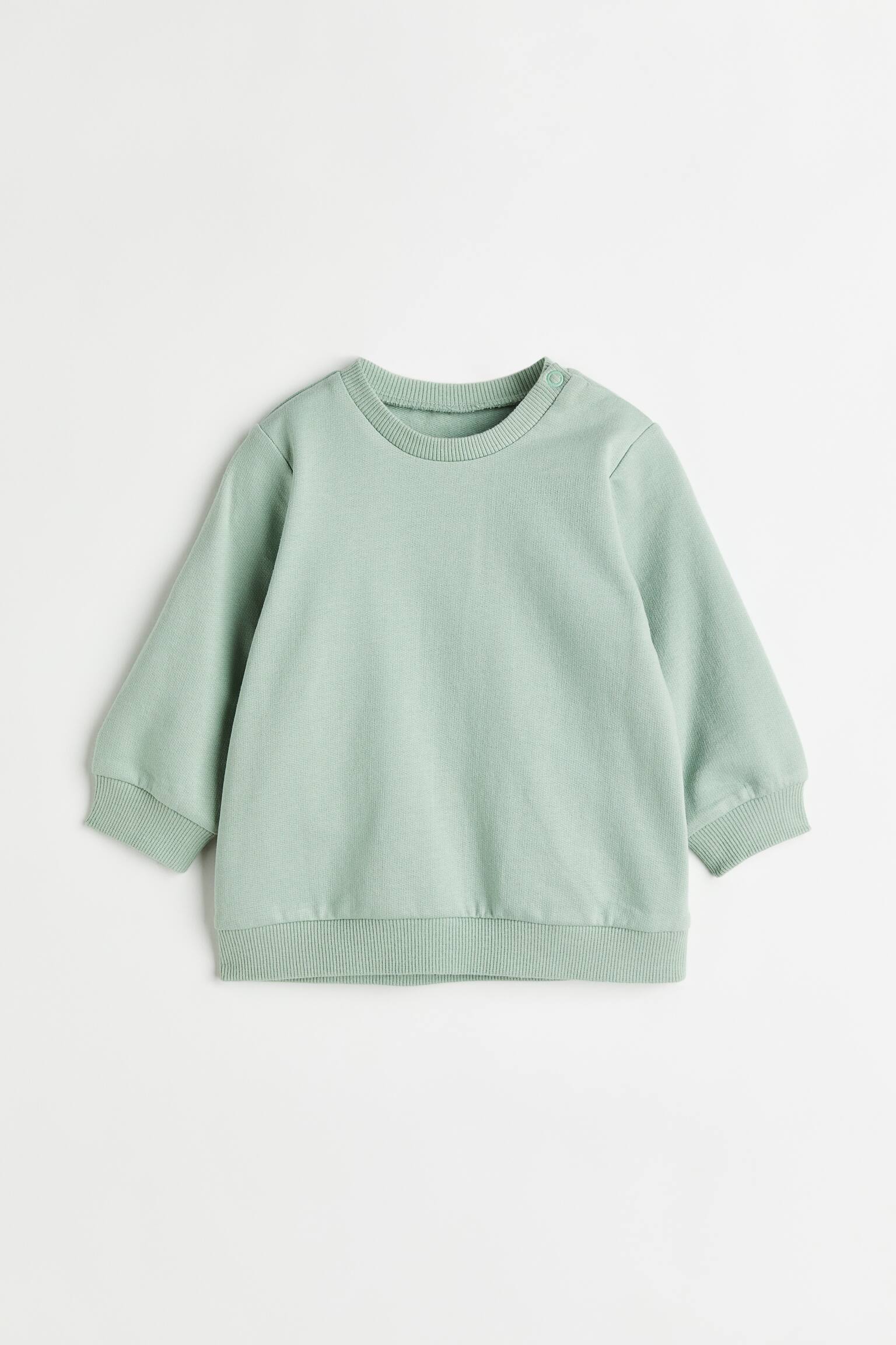 Áo nỉ cotton - Màu xanh lá nhạt - 1