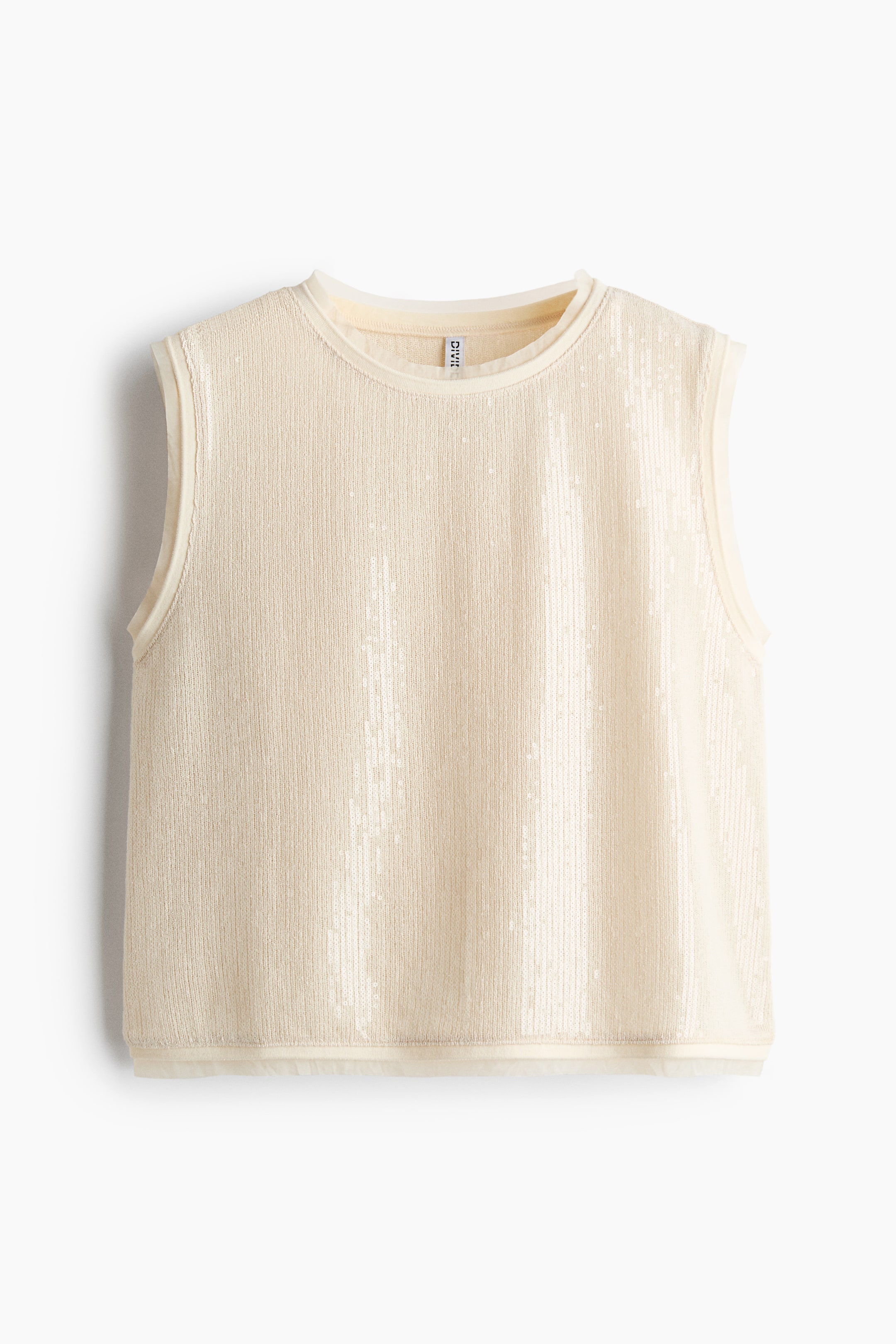 View larger image: Sequined layered-look top - Cream - Ladies | H&M 1