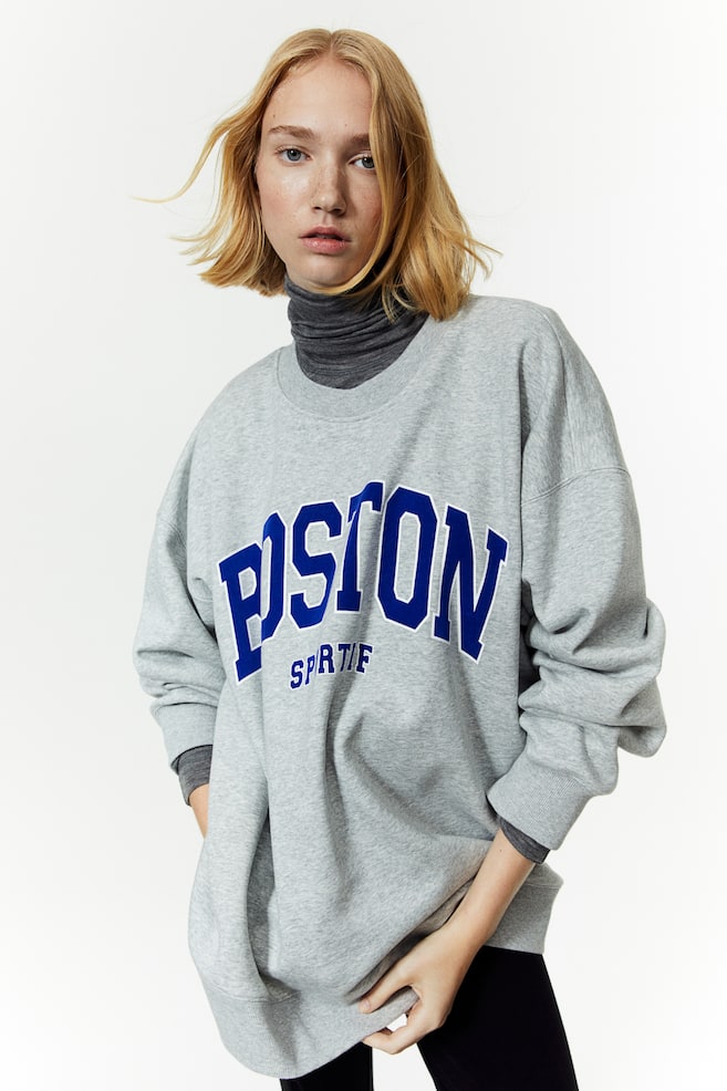 Printed sweatshirt - Light grey marl/Boston - 1