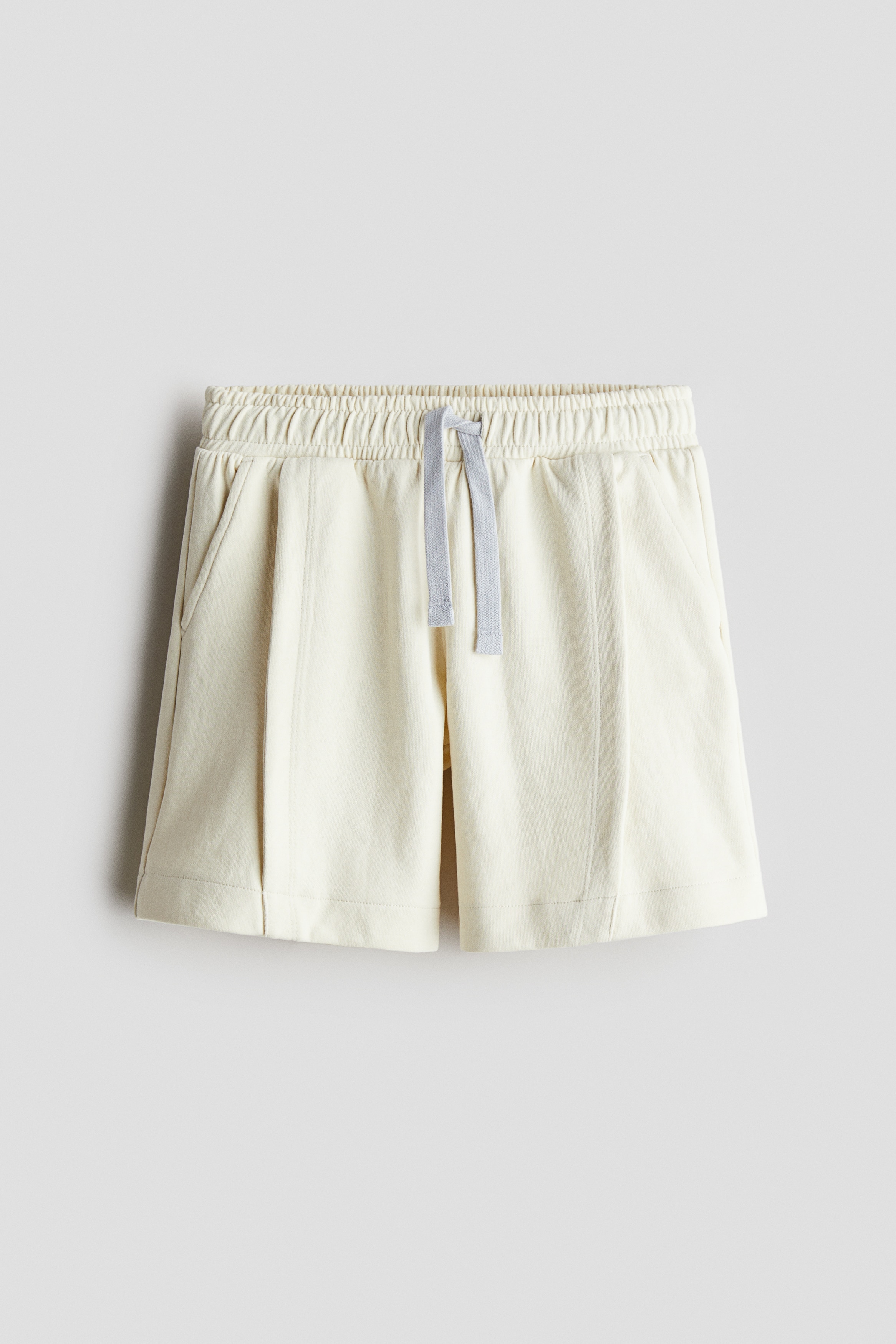 Pleat-detail sweatshorts - Light beige/Dark blue