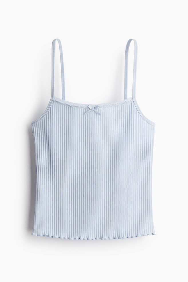 Lace-Trimmed Strappy Top - Light blue/Brown/Light dusty pink - 1