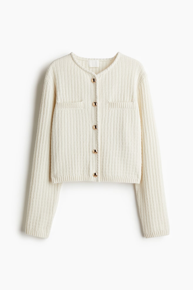 Cardigan a punto riso - Crema - 1