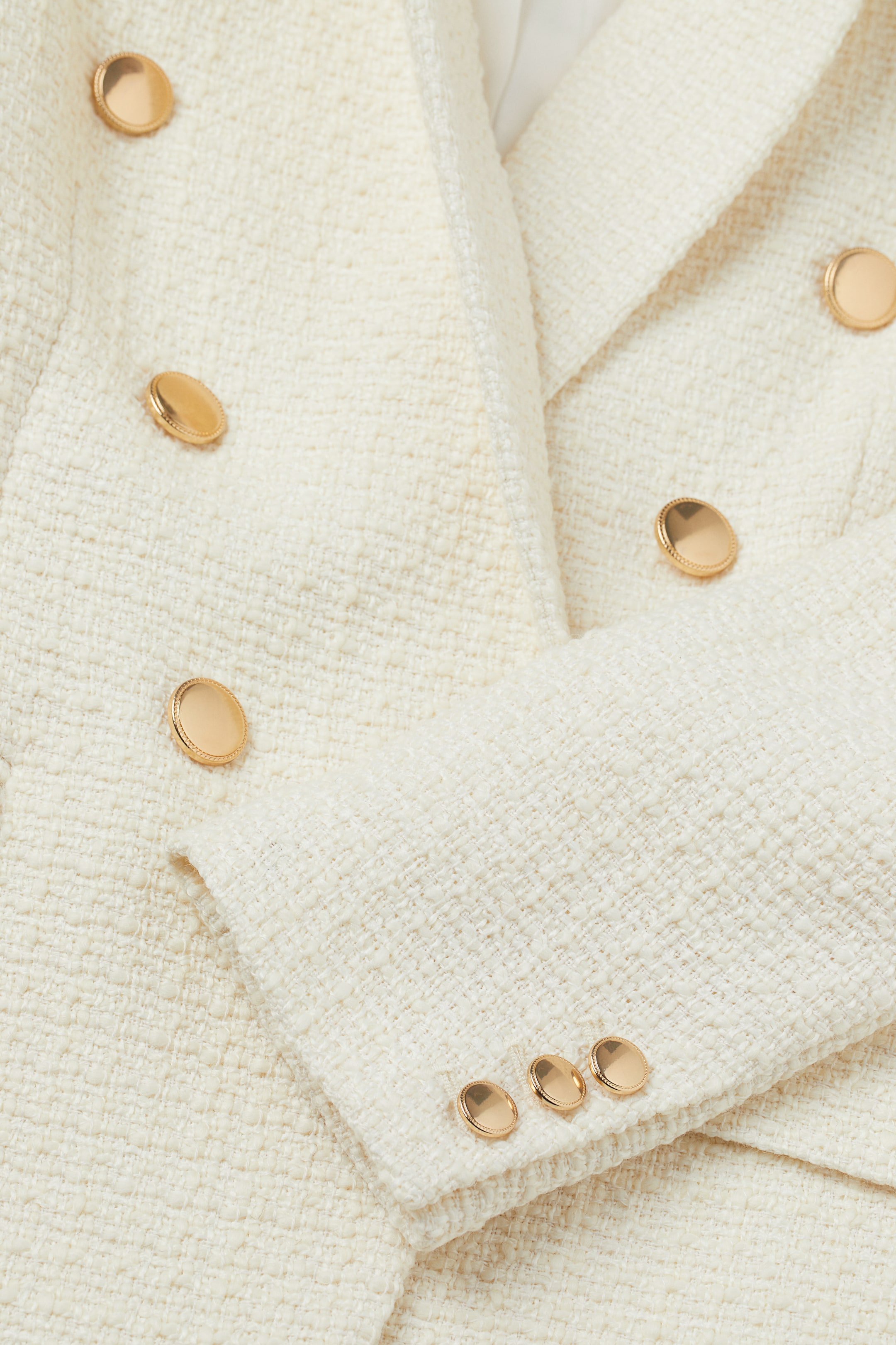 Bouclé blazer Long sleeve Regular length Cream Ladies H&M GB