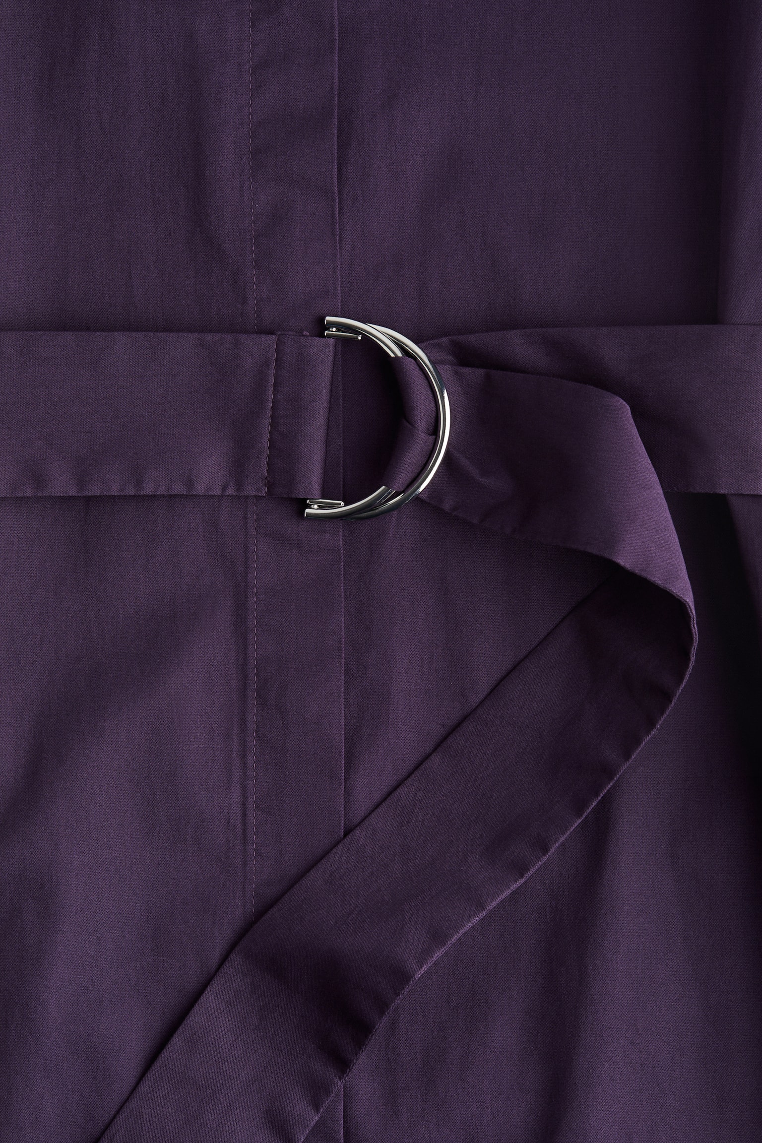 Váy sơ mi bằng poplin có thắt lưng - Màu tím đậm - 4