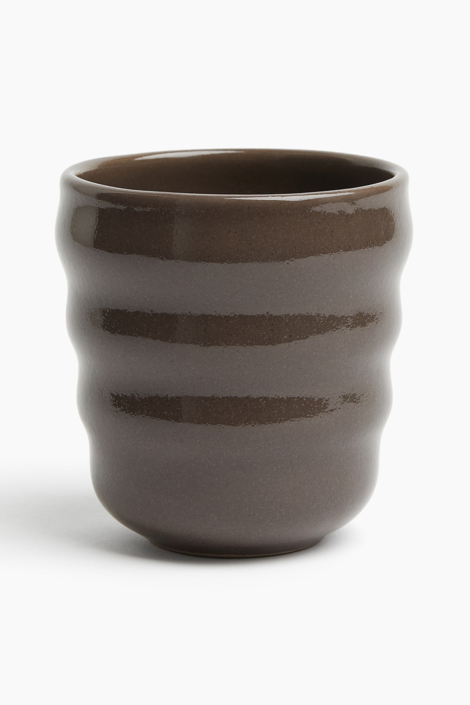 Fluted stoneware mug - Brown - 1