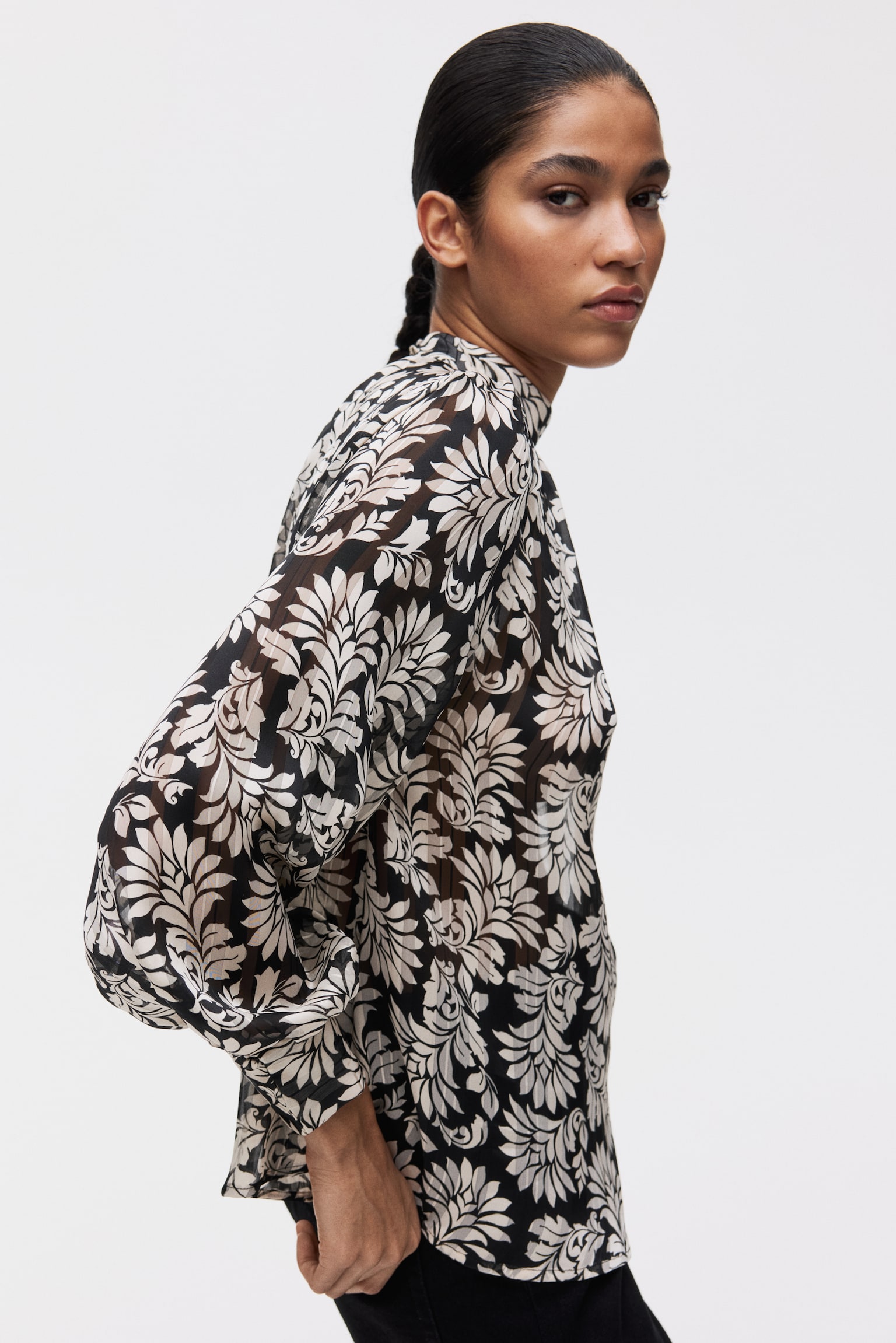 Stand-collar blouse - Black/Patterned/Khaki green/Paisley pattern/Navy blue/Paisley pattern/Cream/Patterned/Dark brown/Patterned/Brown/Patterned - 3