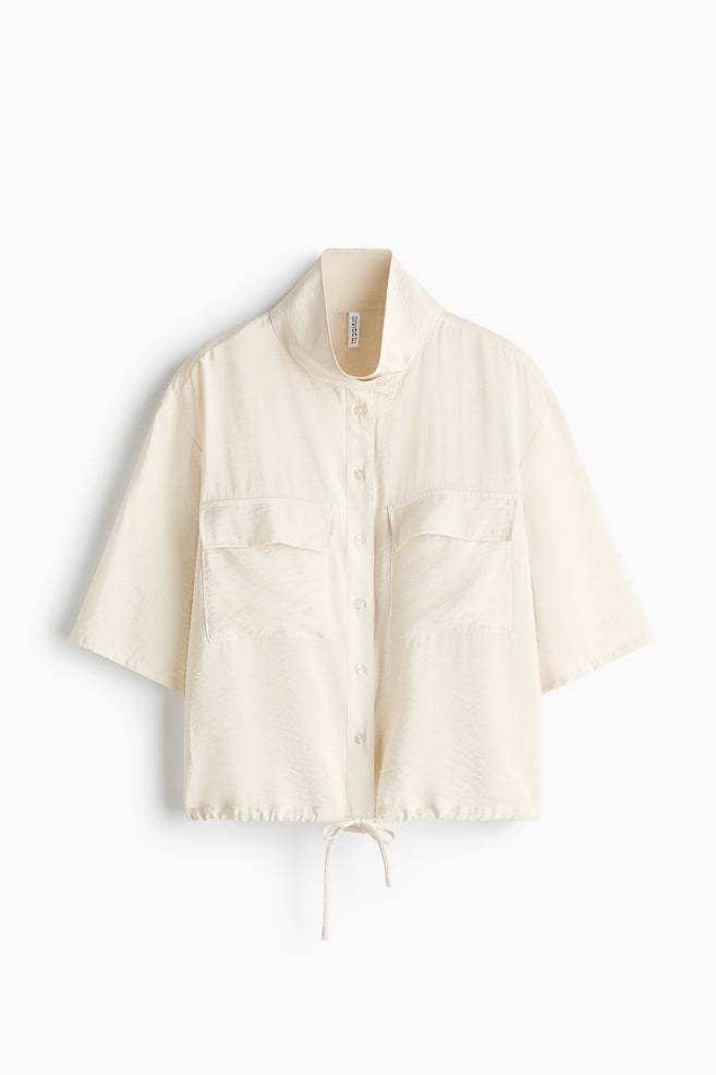 Stand-Up-Collar Cargo Shirt - Light beige/Dark gray/Light gray - 1