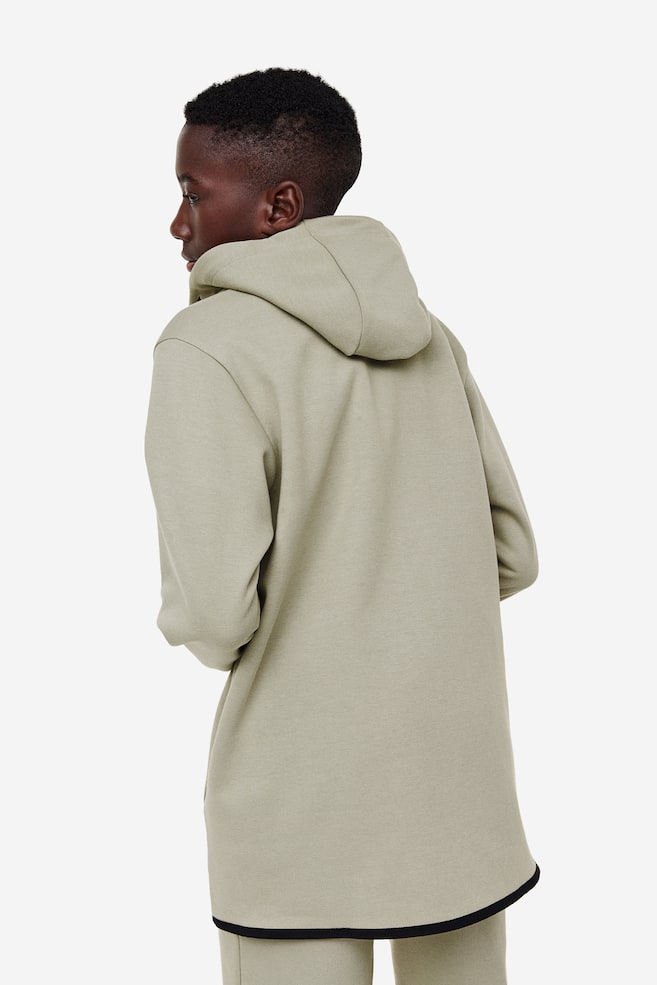 DryMove™ hoodie med lynlås - Lys kakigrøn/Mørkegråmeleret - 3