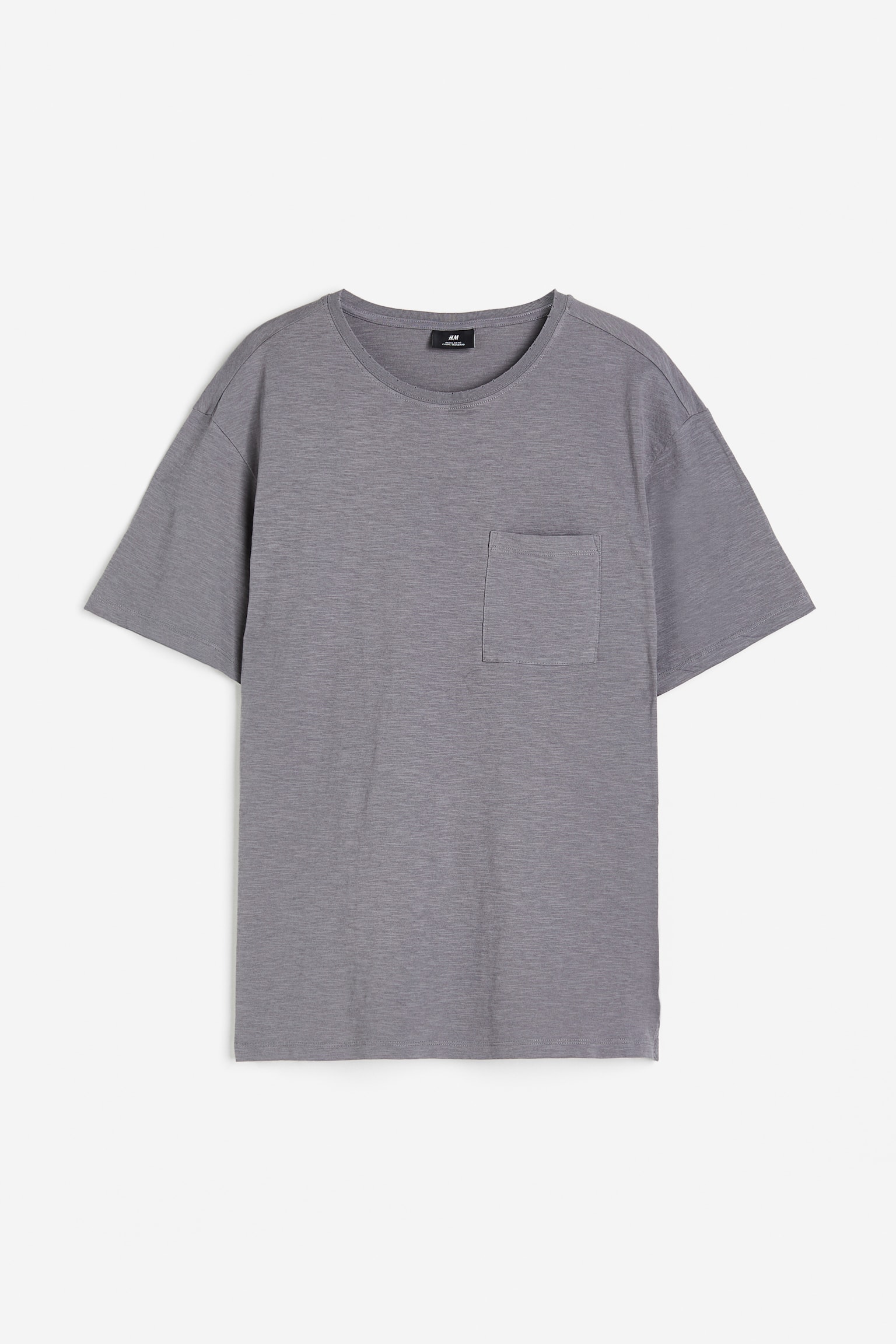 Regular Fit Pocket-detail T-shirt - Dark grey marl/Beige marl/White - 1