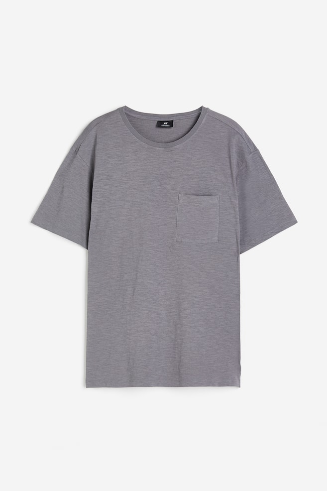 T-Shirt mit Tasche Regular Fit - Dunkelgraumeliert/Weiß - 1