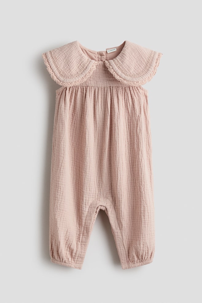 Cotton Muslin Romper Suit - Light dusty pink/Cream/floral - 1