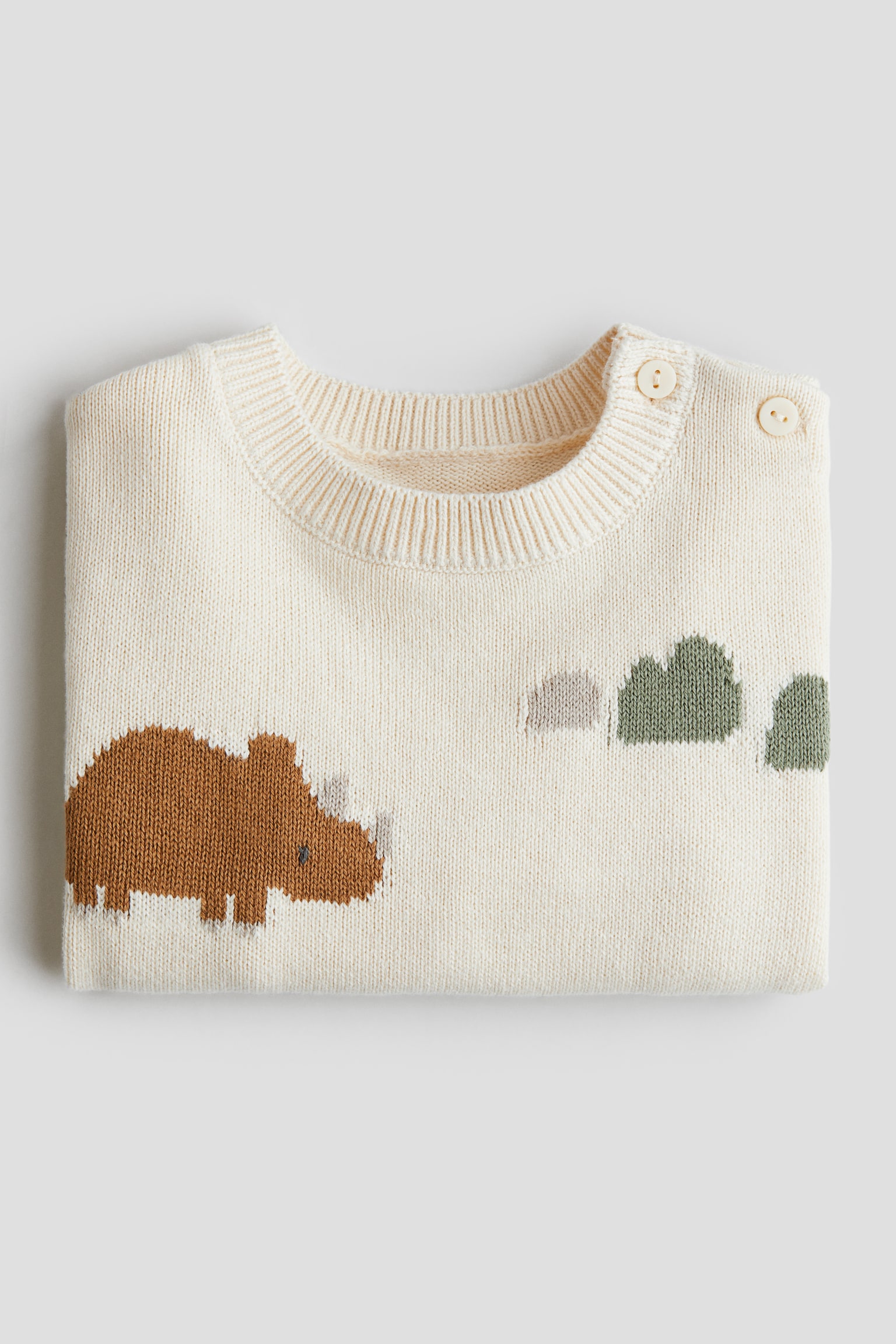 Cotton-knit jumper - White/Dinosaurs/Beige/Striped/Beige/Fox/Dark grey - 2