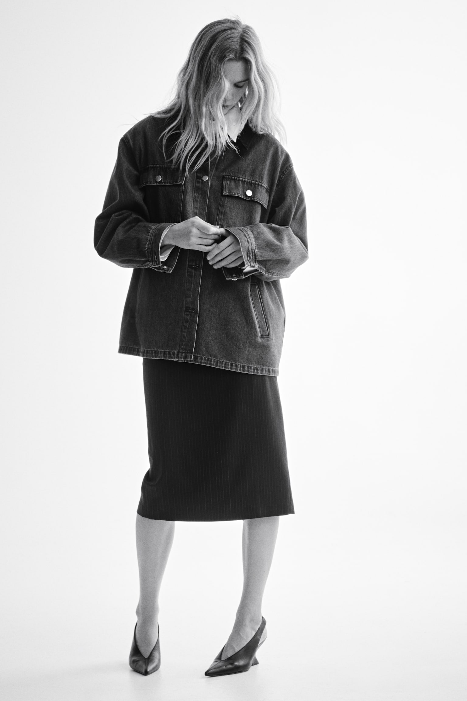 Corduroy-collar denim jacket - Denim blue - 4