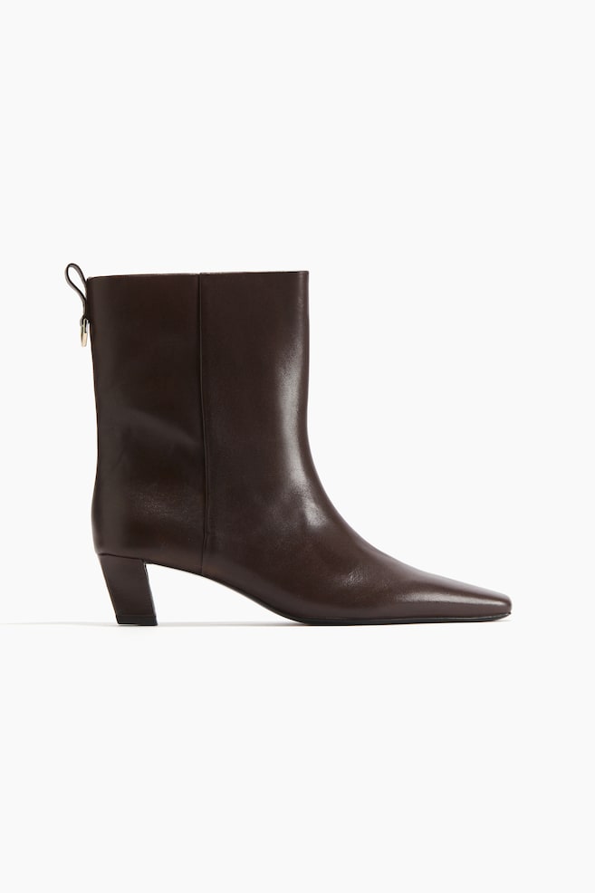 Heeled leather boots - Dark brown - 1