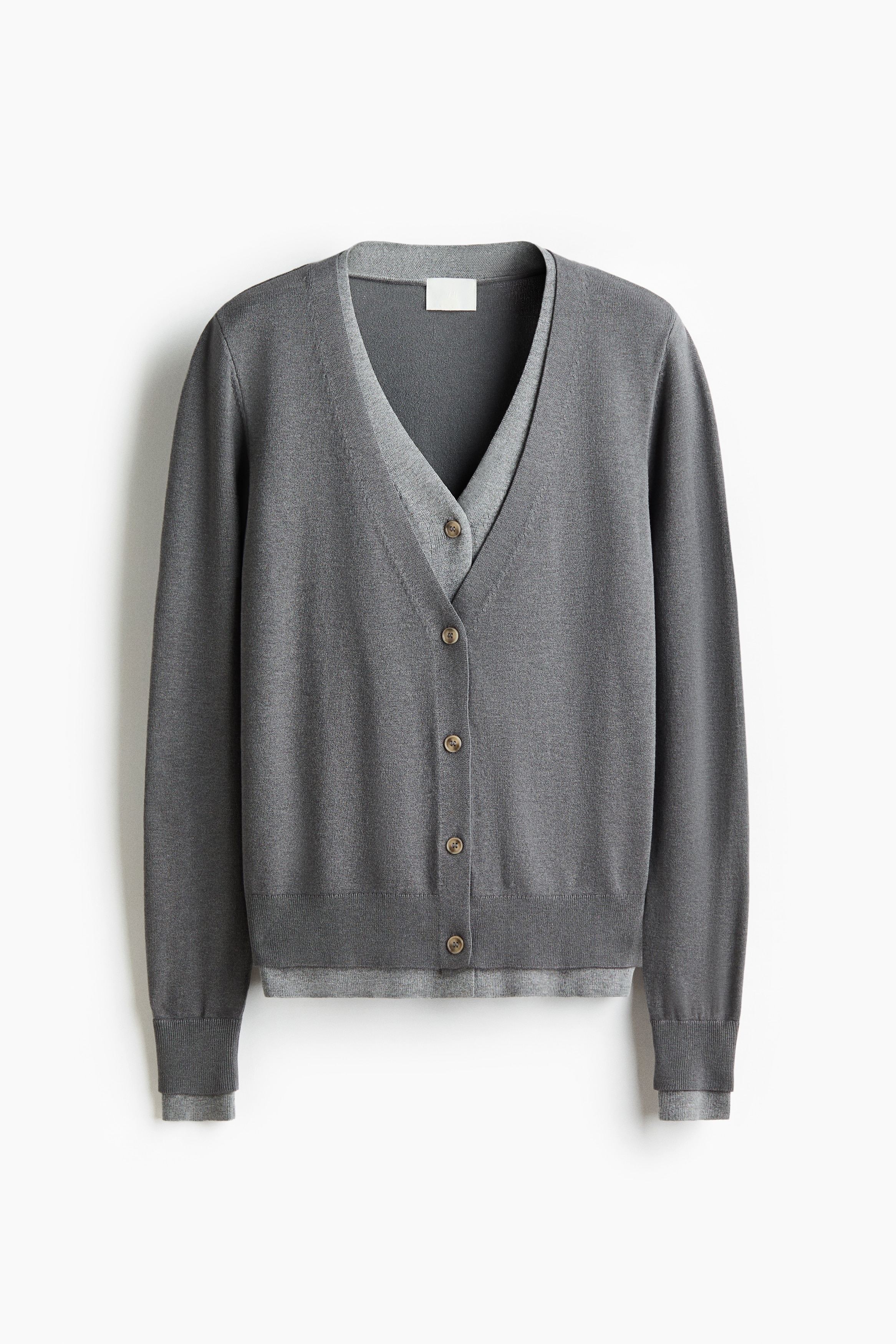 レイヤードカーディガン - グレー／ライトグレー/ベージュ／ライトベージュ