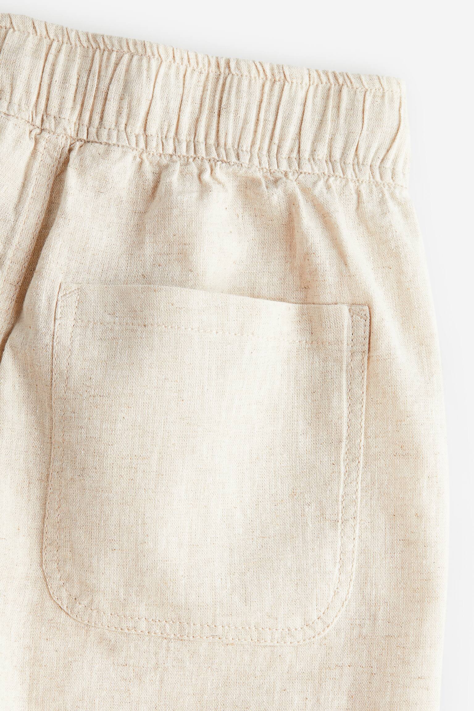 Linen-blend shorts - Light beige/Light khaki green/Khaki green/Ecru/Black/Grey - 2