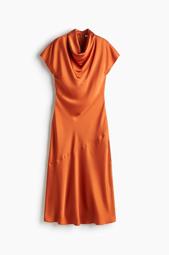 Cowl-neck satin dress - Orange - 1