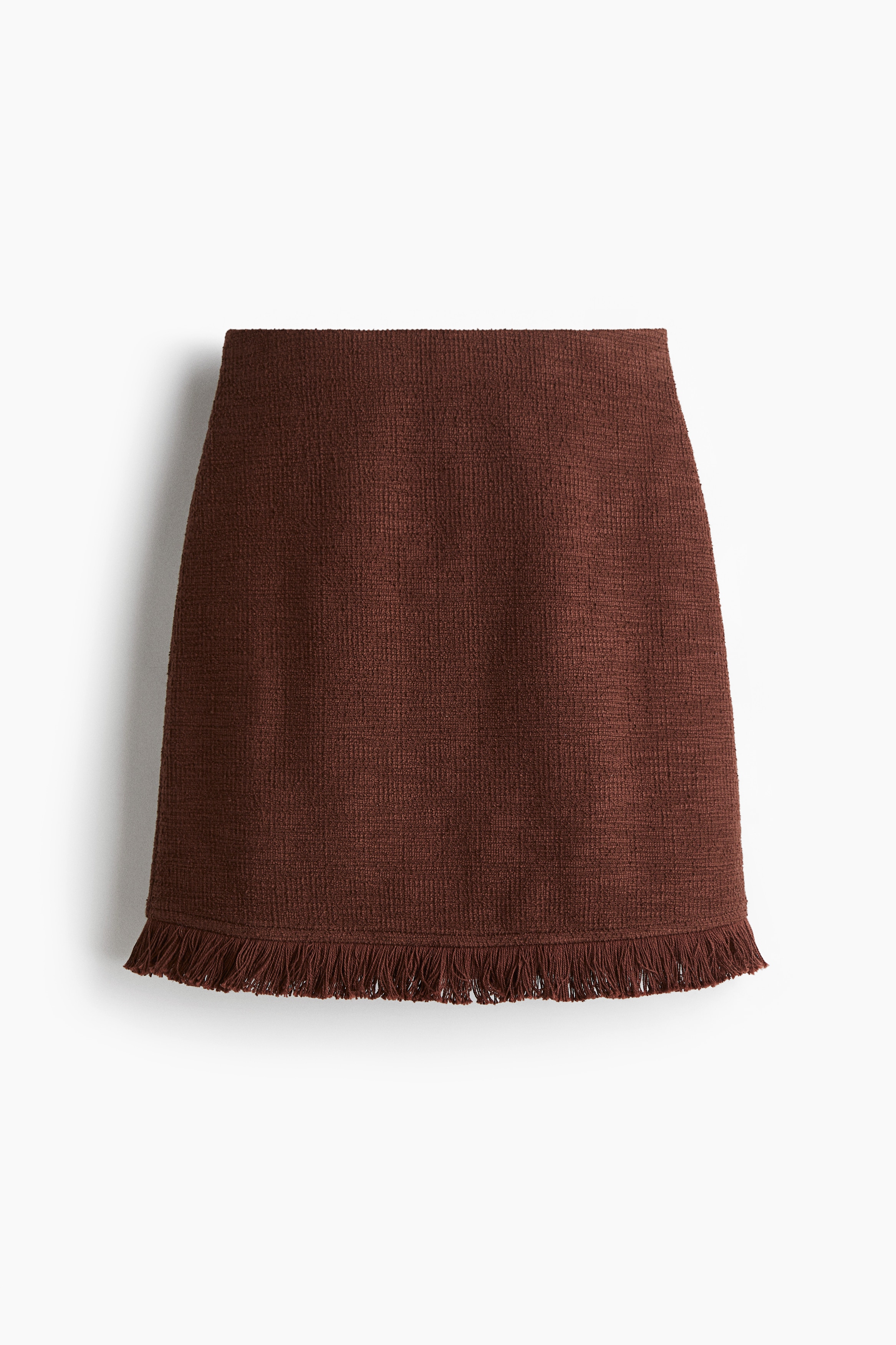 Bouclé Skirt with Fringe - Brown/Cream