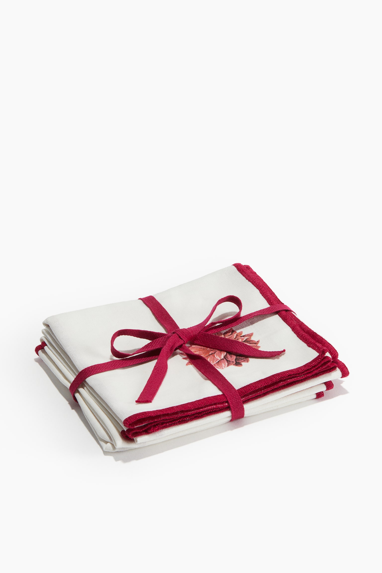 מארז 4 מפיות - לבן/פרחים/לבן/אמריליס - 3