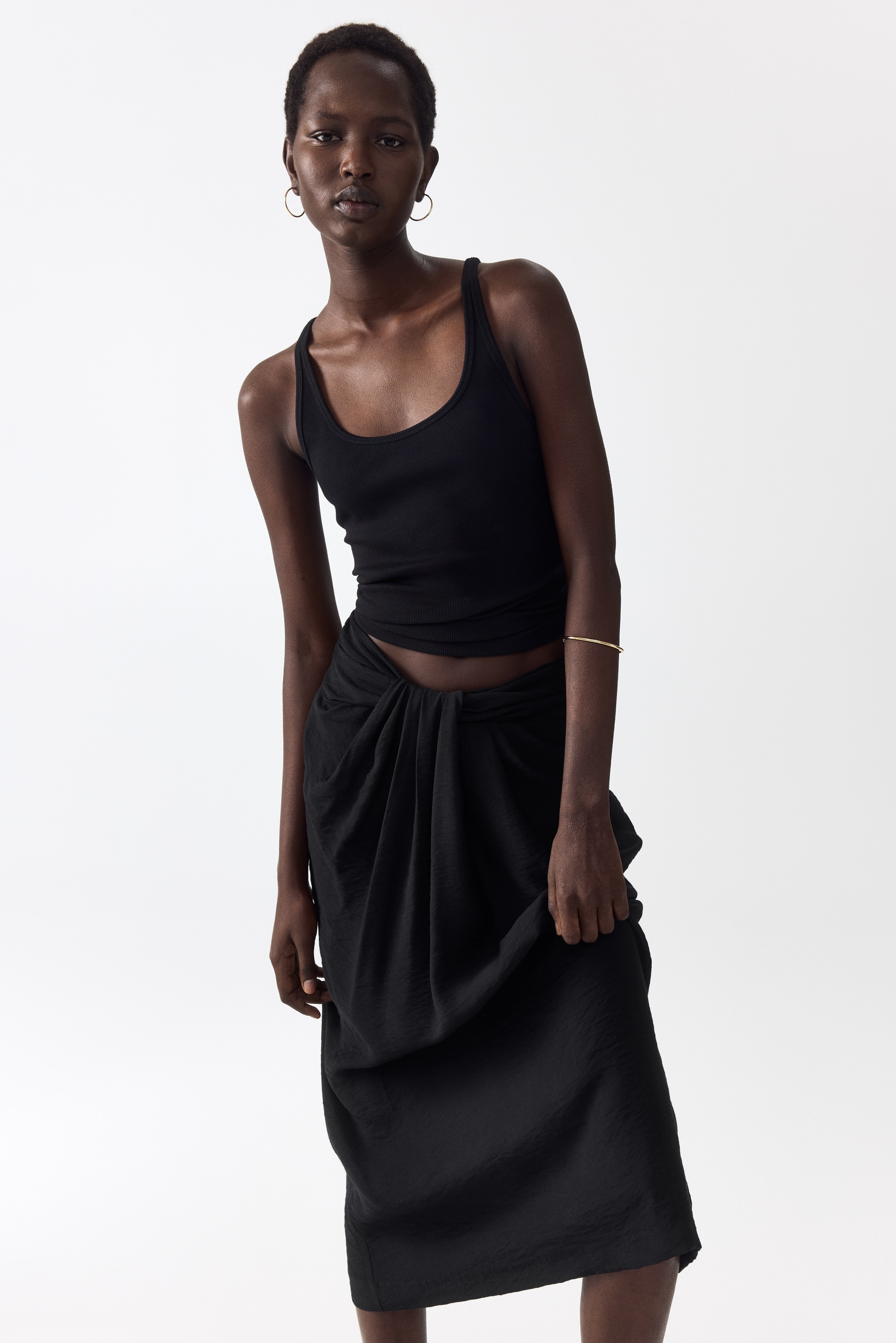 Rok met gedraaid detail - Zwart/Pruimenrood