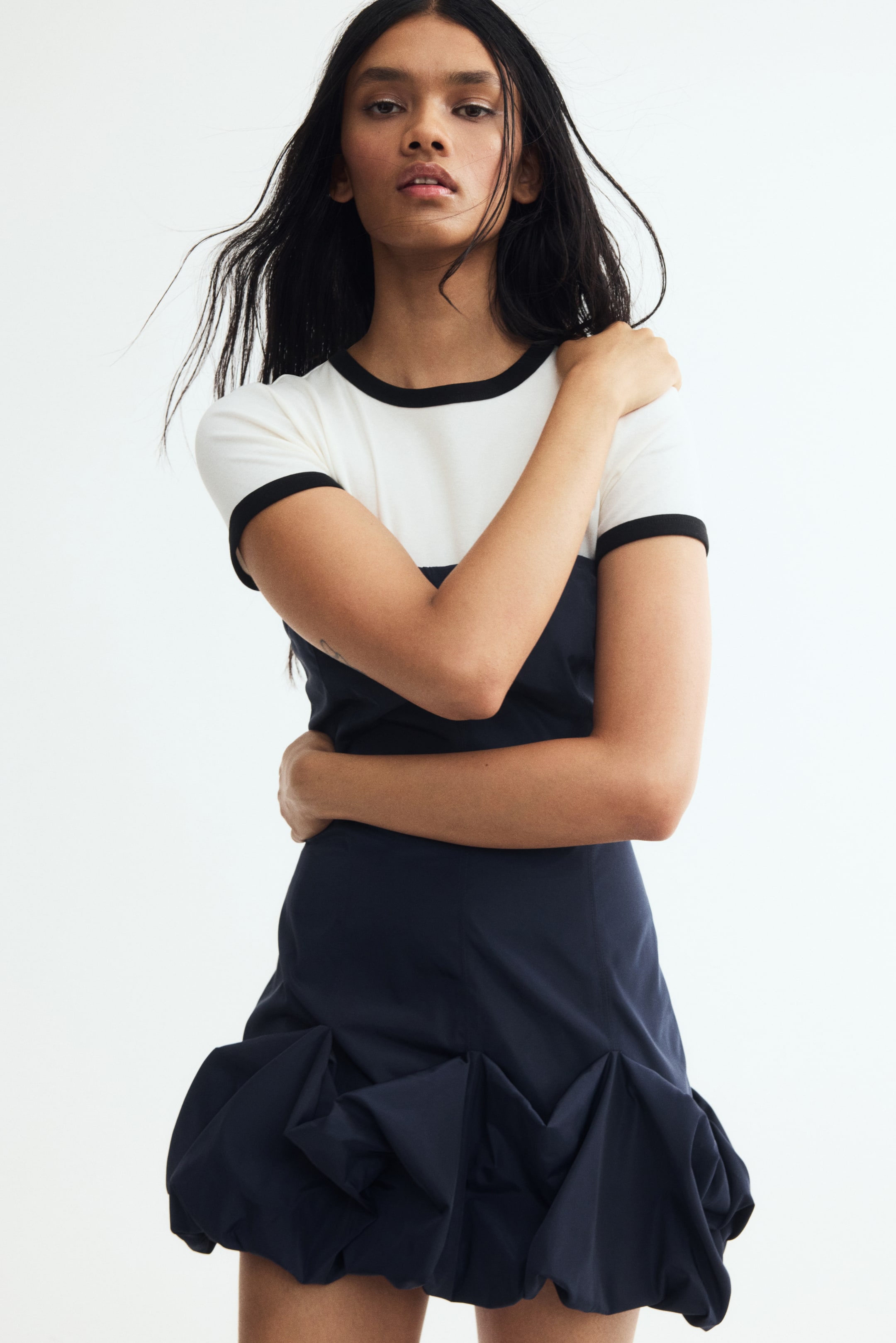 Bubble-Hem Bandeau Dress