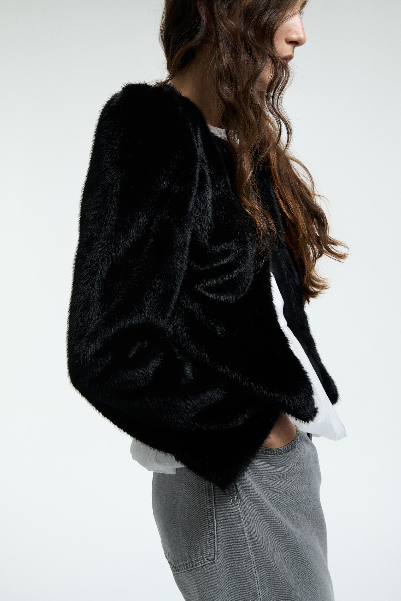 Fluffy jacket - Nero/Beige chiaro - 3