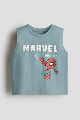 Tanktop i bomull med tryckt motiv