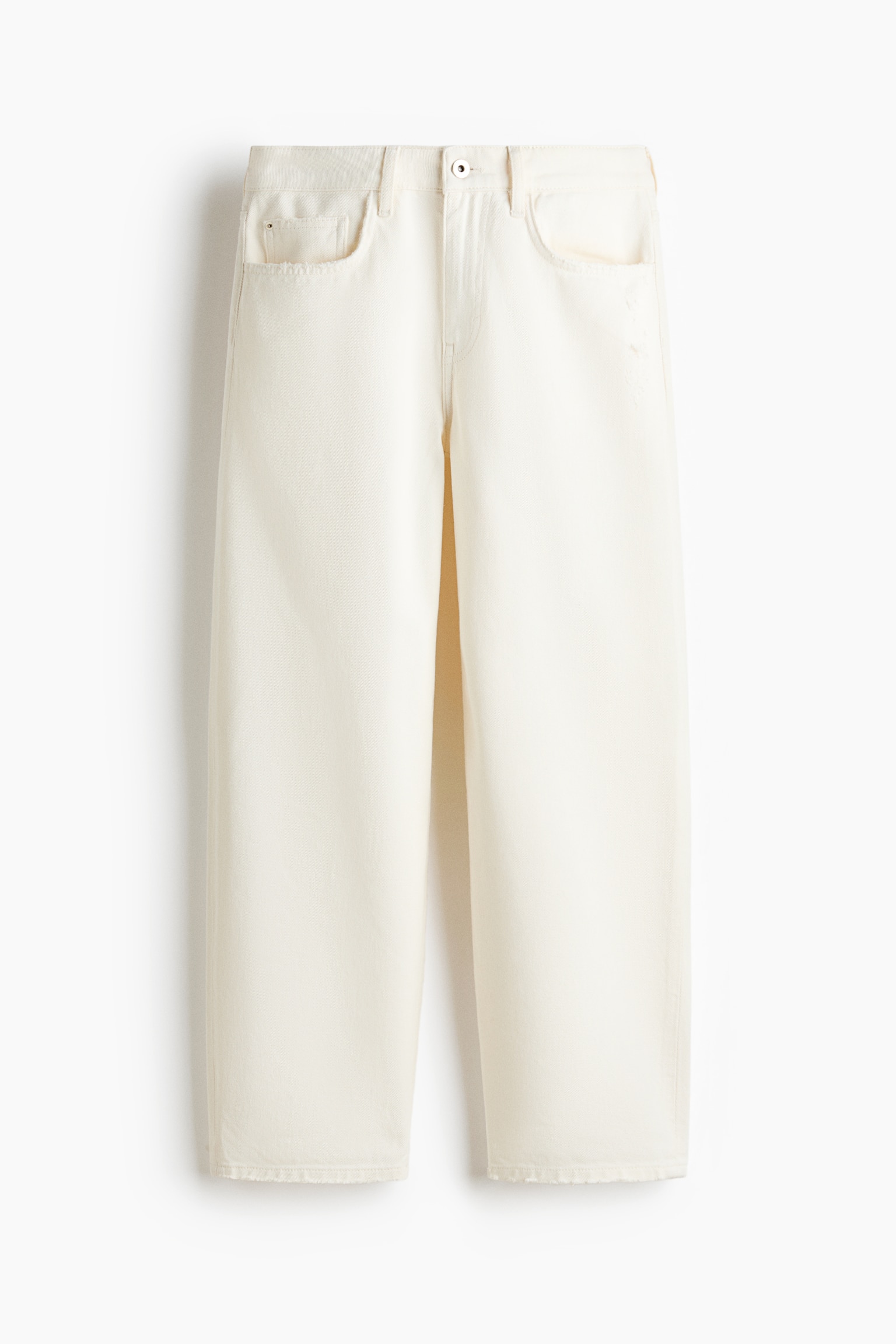 Barrel Leg Low Waist Ankle Jeans - Кремав - 1