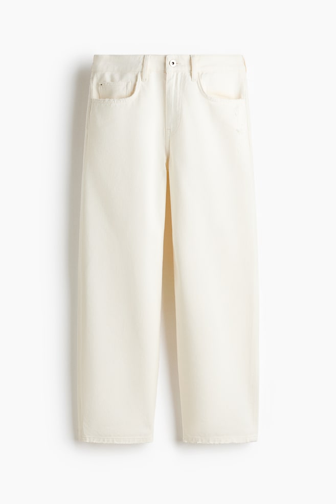 Barrel Leg Low Waist Ankle Jeans - Cream/Dark denim blue - 1