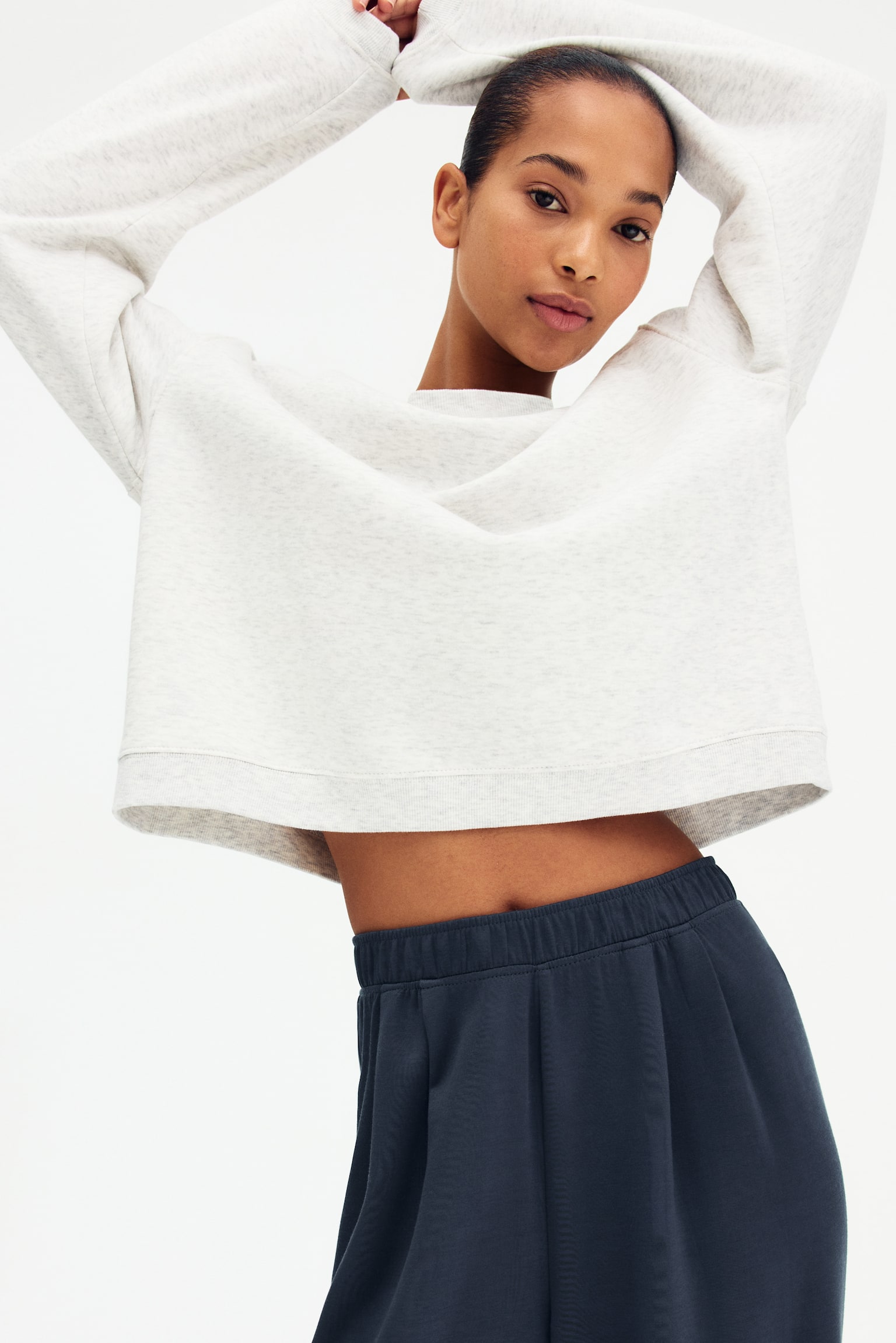 Wide pull-on trousers - Dark pigeon blue/Dark brown/Black - 3