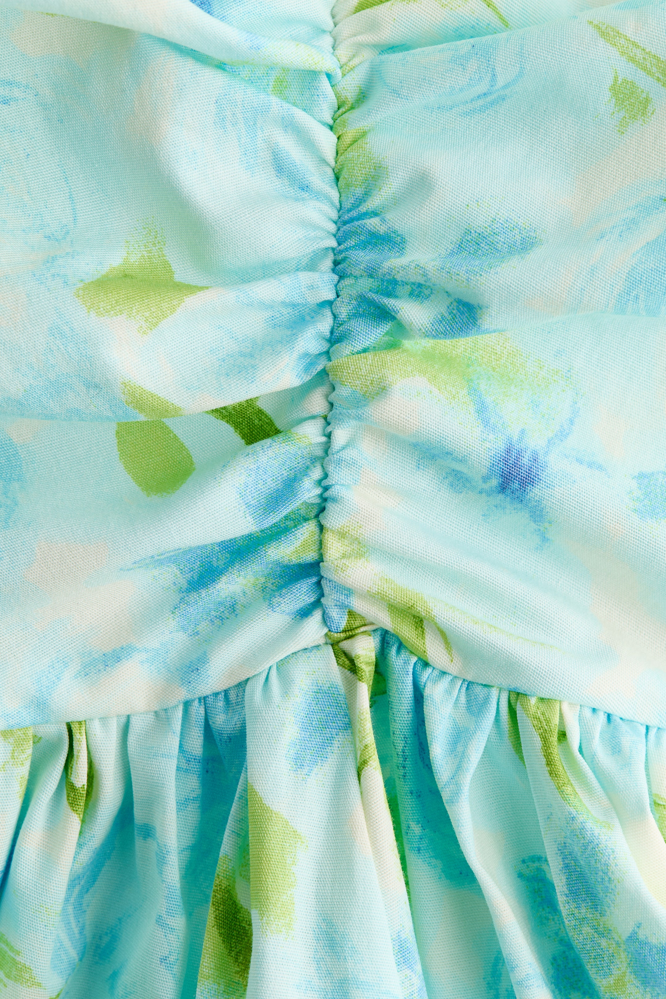 Agrandir l'image: Robe ruchée en coton - Turquoise clair/fleuri - FEMME | H&M CH 5