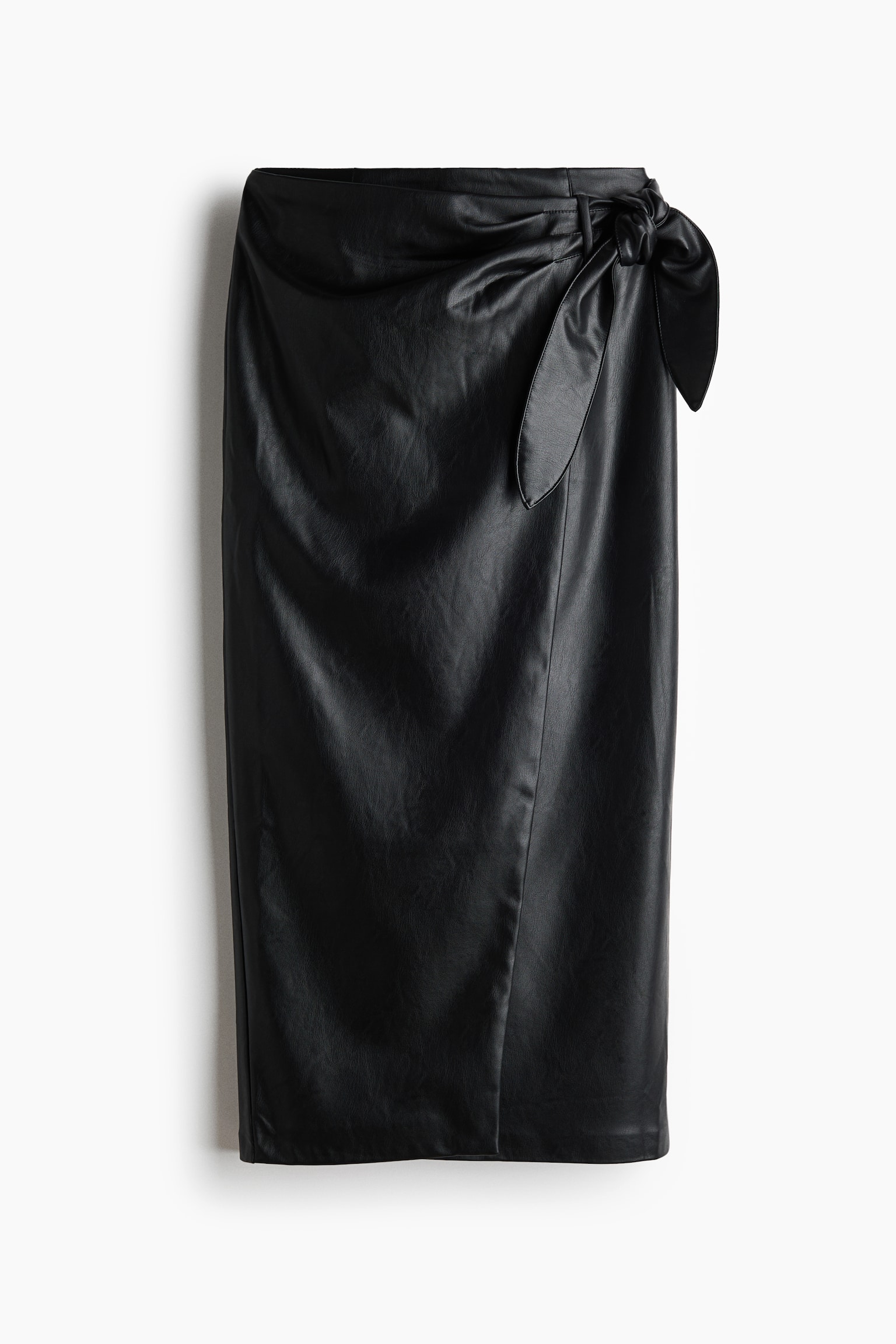 Женская юбка H&M Coated Tie-Detail, цвет: Чёрный