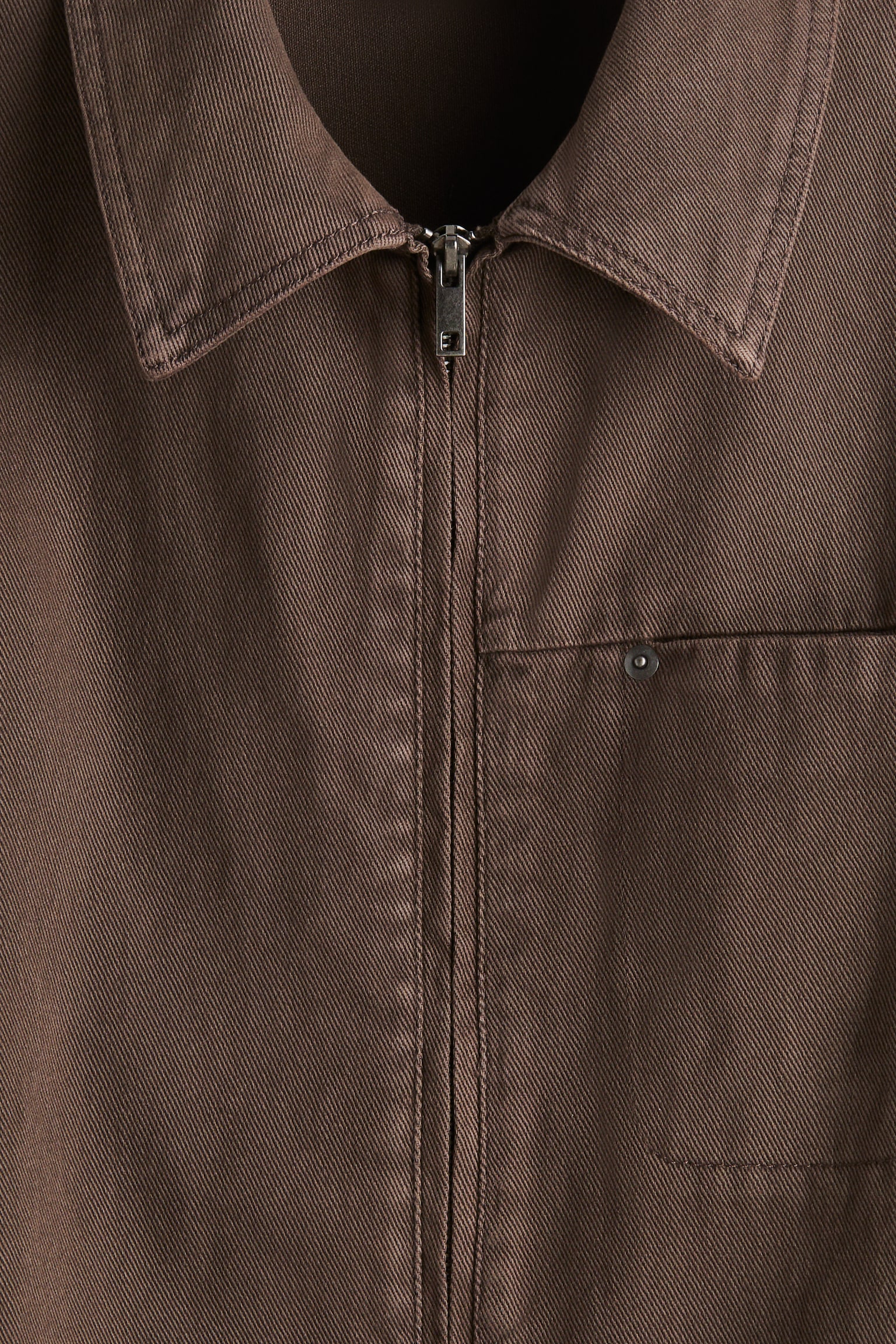 寬鬆剪裁丹寧工作外套 - 咖啡色/丹寧藍 - 4