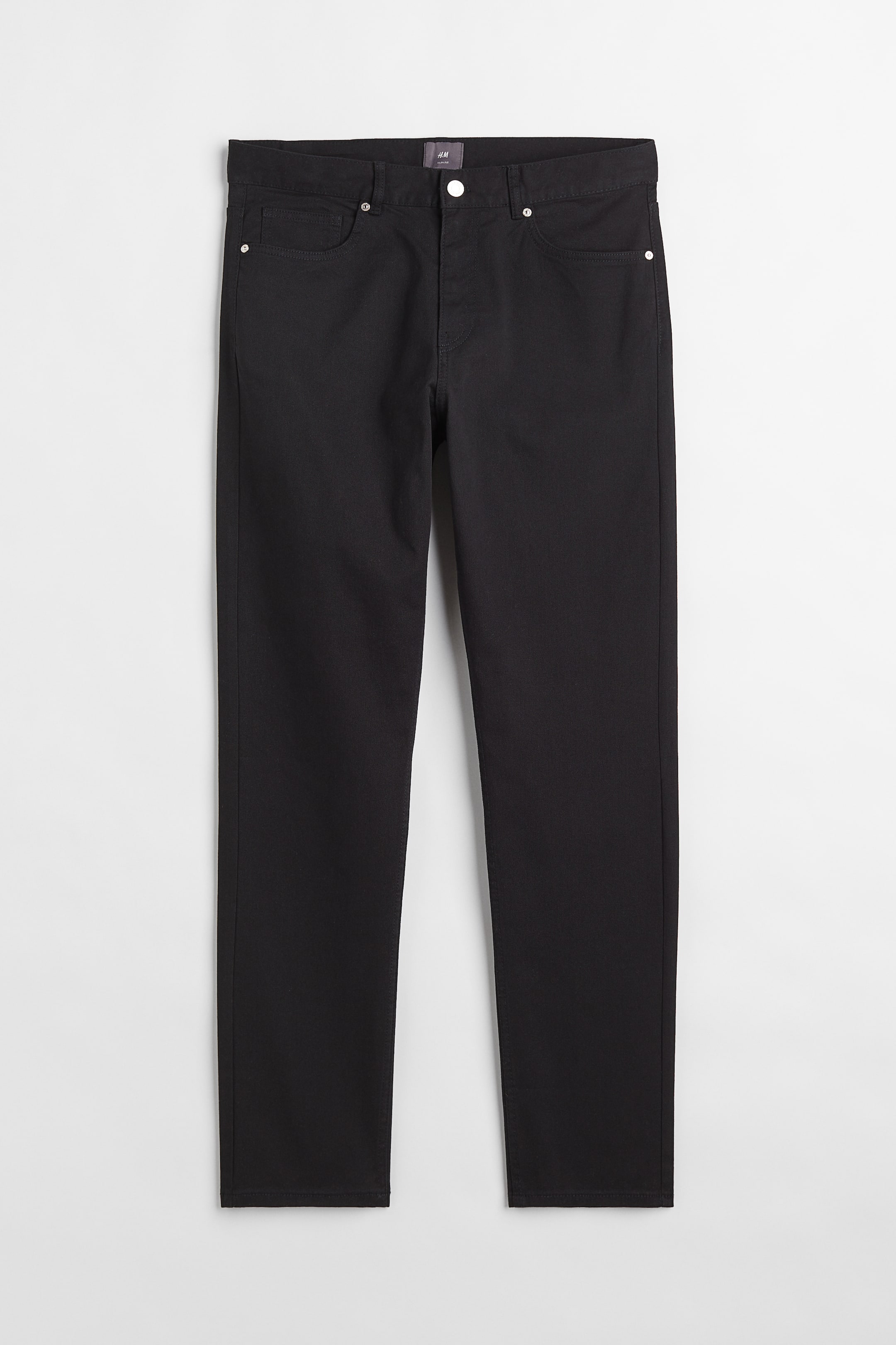 Slim Fit Twill trousers - Regular waist - Long - Black - Men | H&M GB