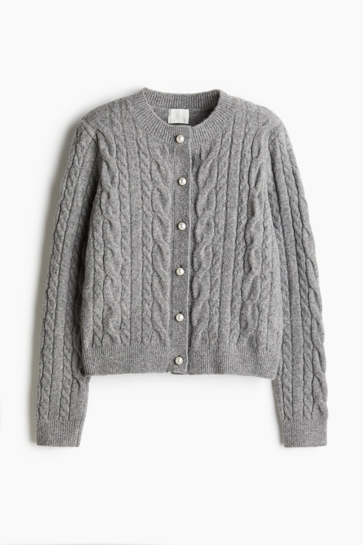 Cable-knit cardigan Grey marl Ladies H&M IN