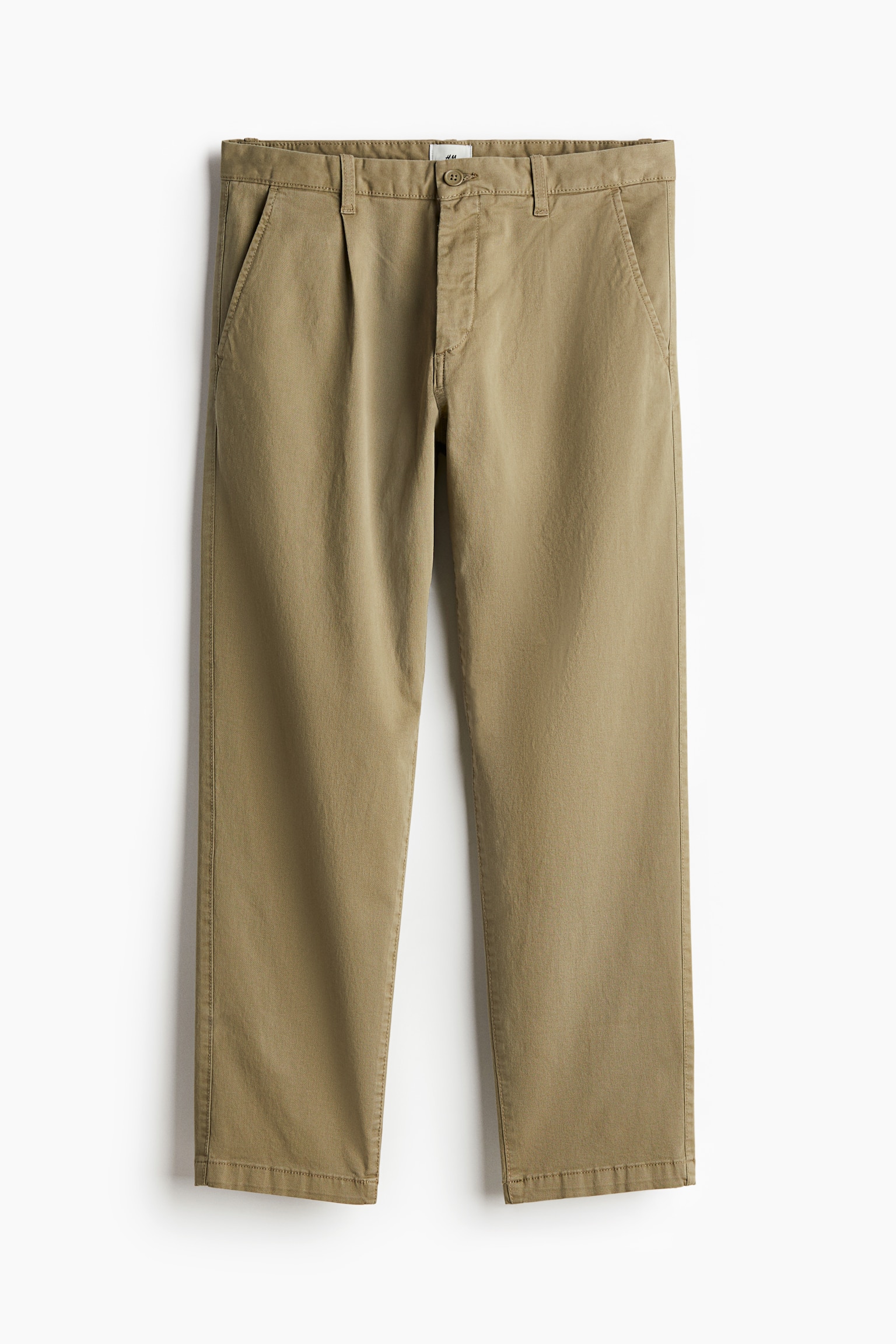 Regular Fit Cropped cotton chinos - Khaki green/White - 2