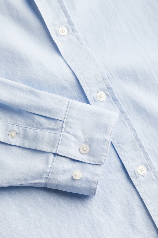 Regular Fit Skjorte i linmiks - Lys blå/Lys beige/Blå/Hvit stripet/Orange/Stripet/dc/dc/dc/dc/dc/dc - 6