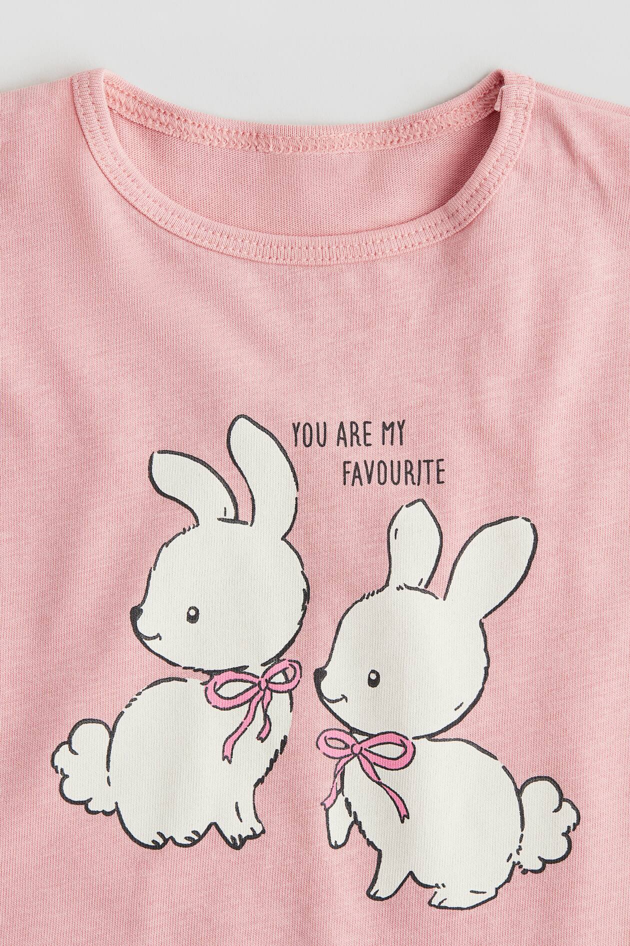 Hm Door Rabbit Pink/rabbits Printed Boxy Top for kids | H&M US