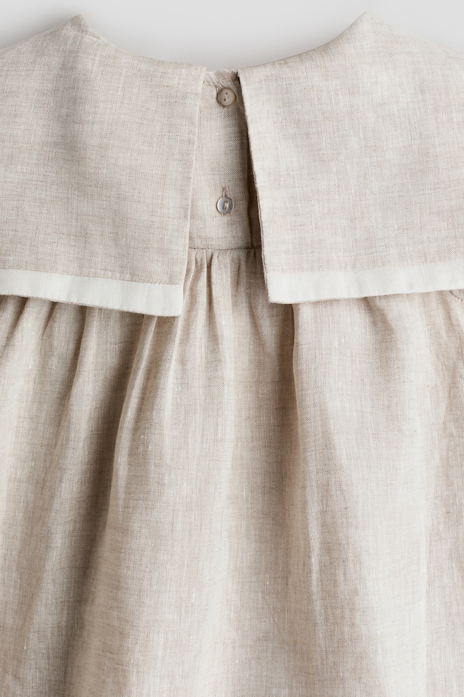 Linen Sailor Dress-Light beige - 2