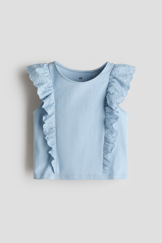 Детские топы H&M Ruffle-Trimmed Cotton Top