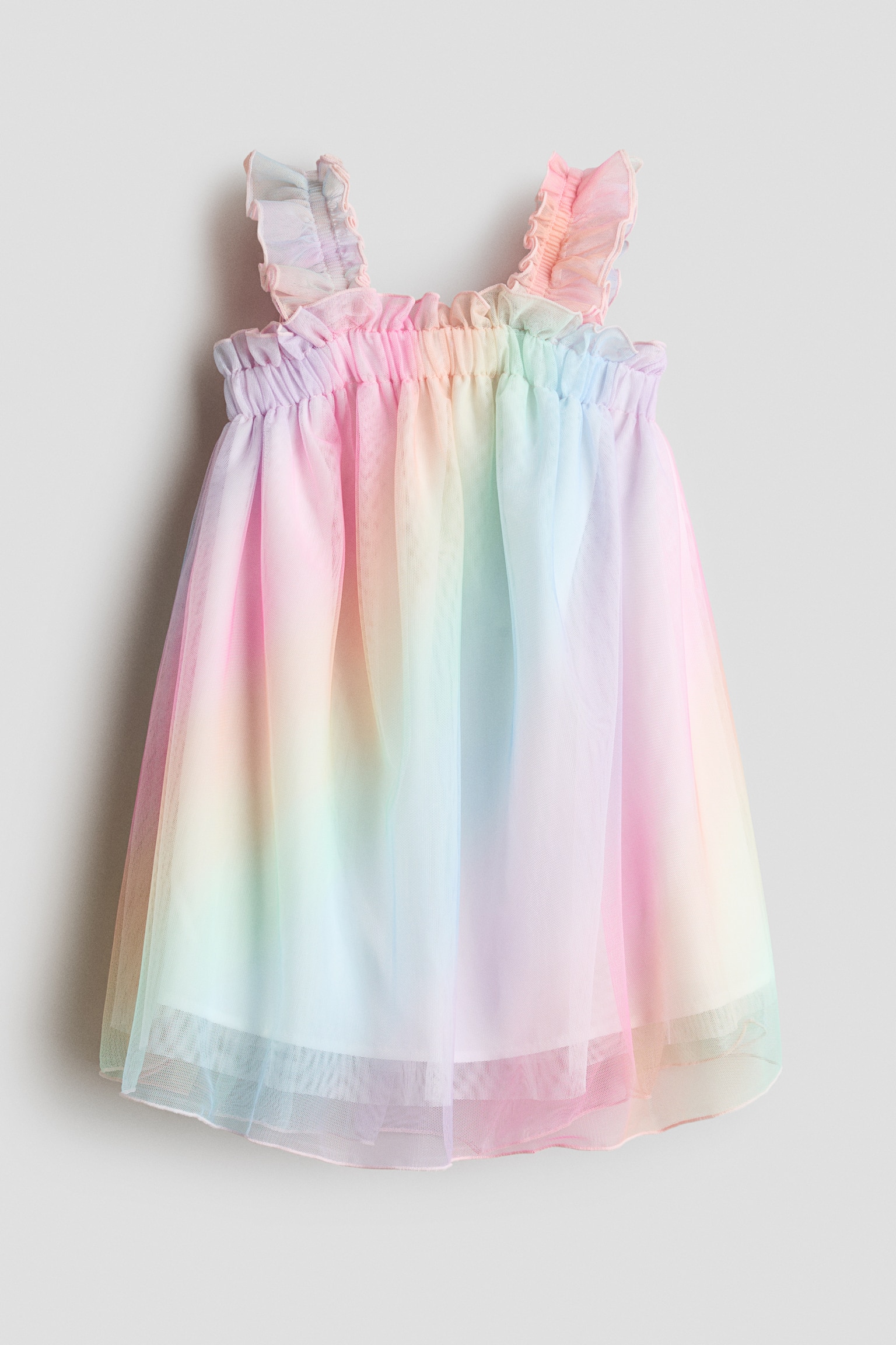 Tulle dress - Light pink/Rainbow stripes