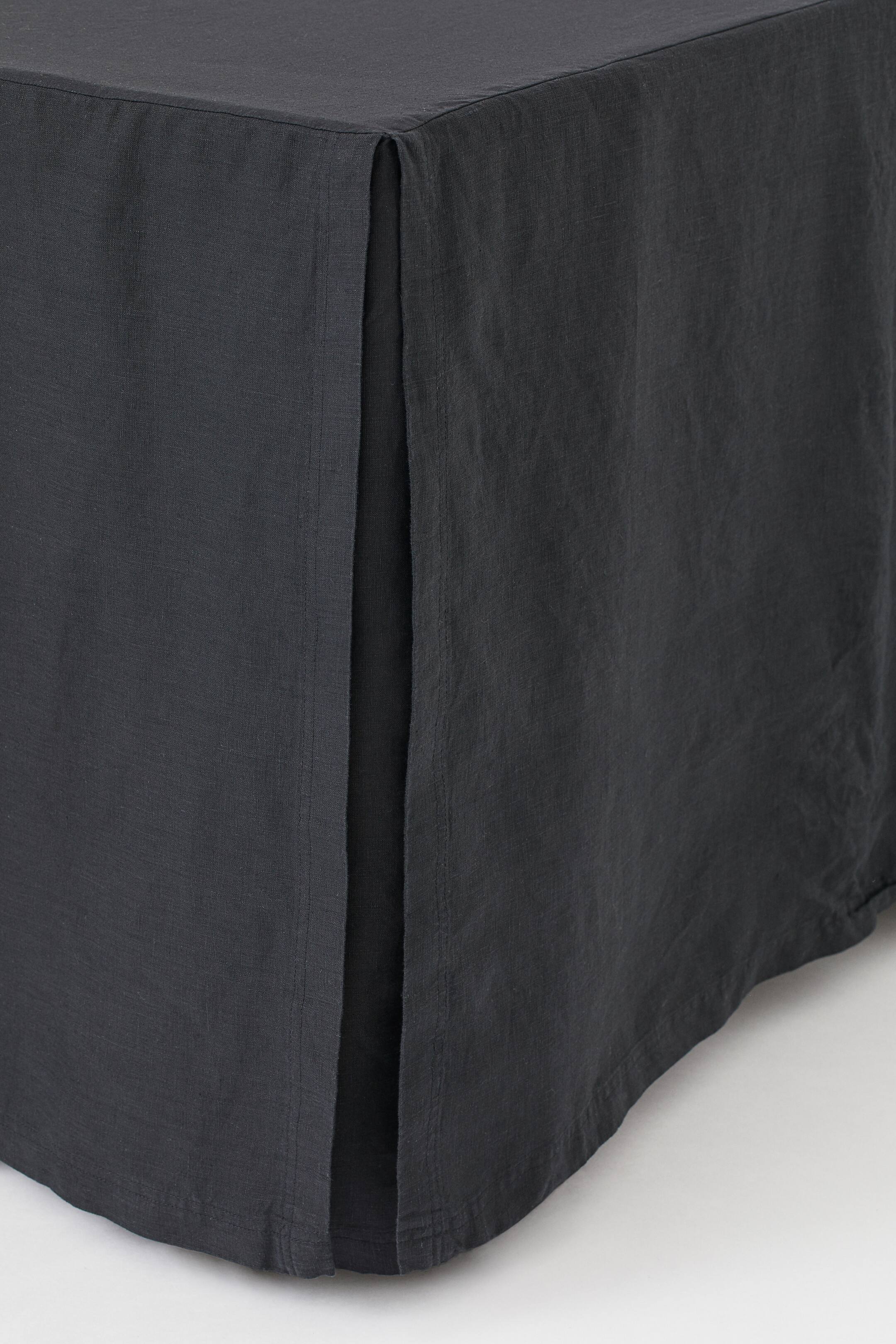 Washed linen double/king valance Black Home All H&M GB