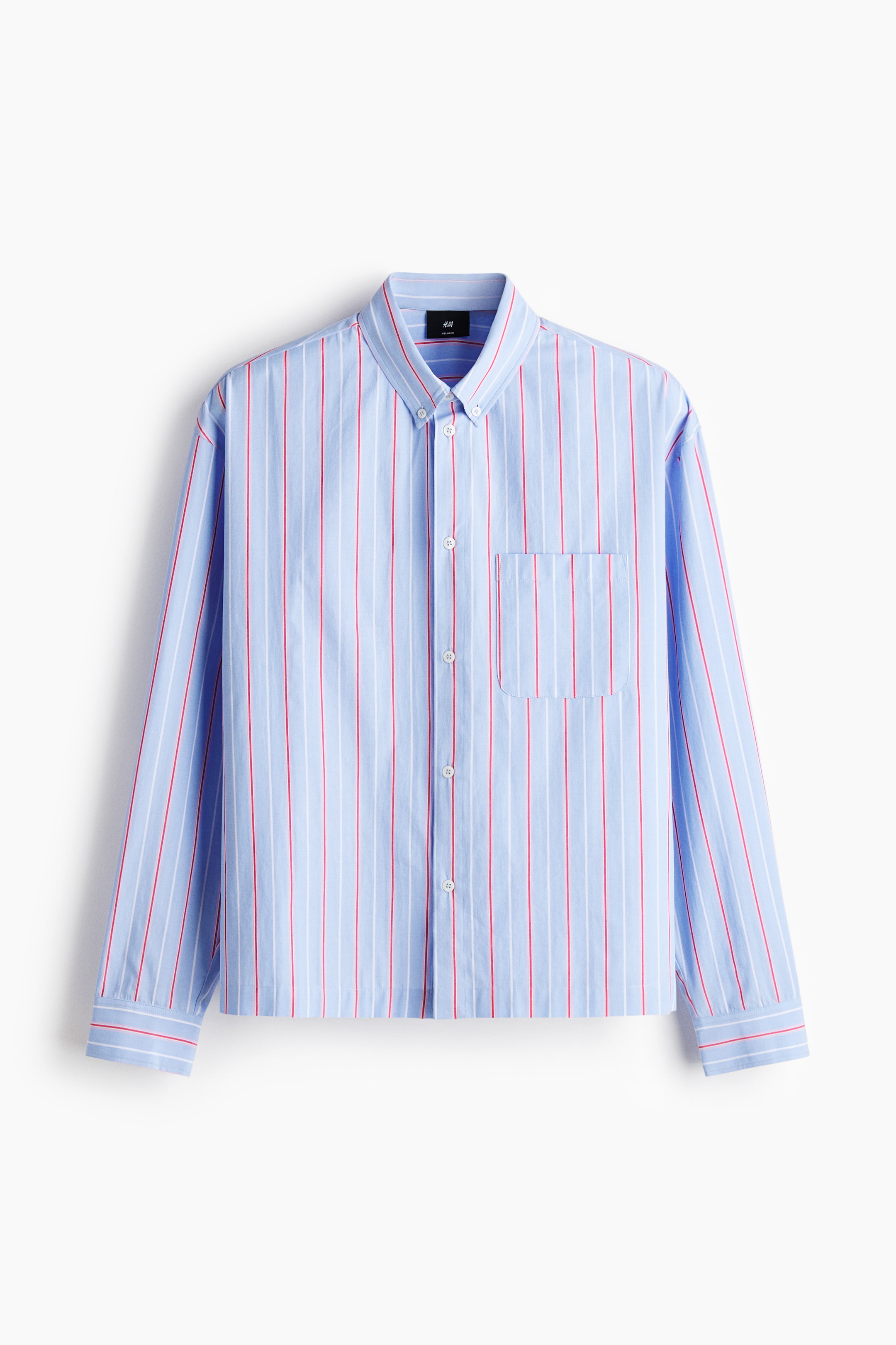 View larger image: Relaxed Fit Cotton shirt - Light blue/Striped - Men | H&M GB 1