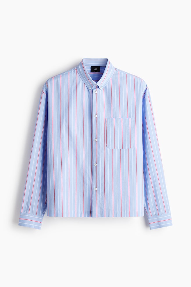 Relaxed Fit Cotton Shirt - Light blue/Stripe/Light blue/Stripe - 1