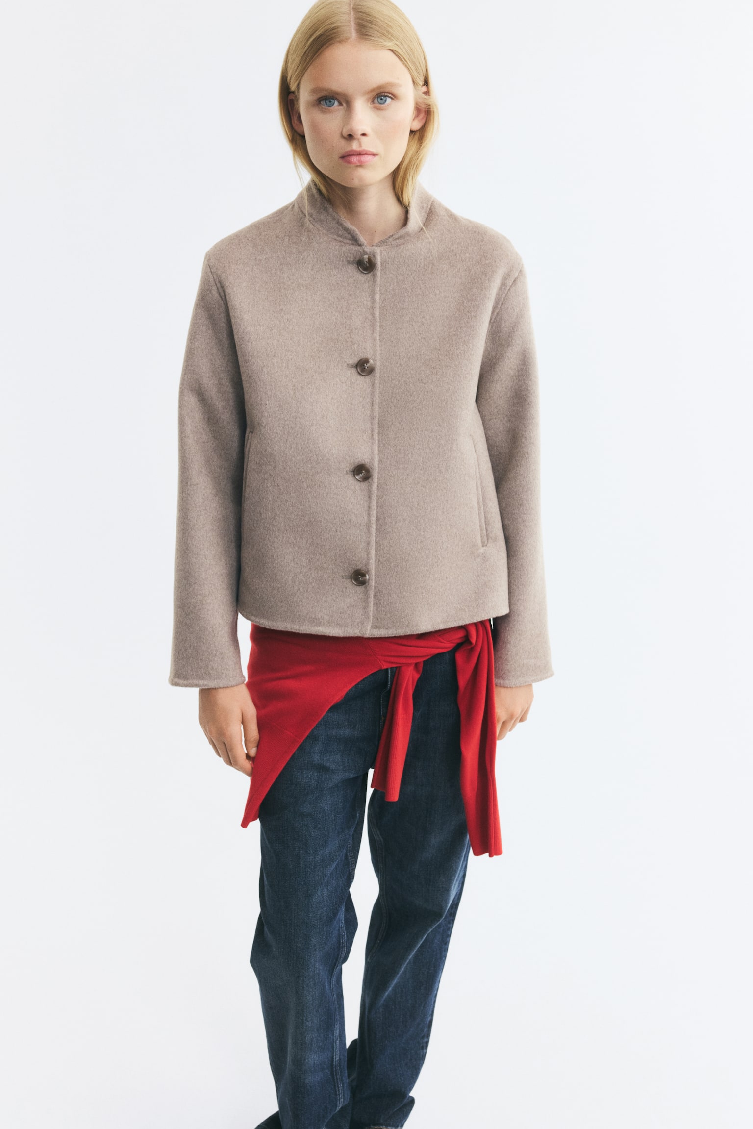 Женская куртка H&M Handmade Wool-Blend, цвет: Светлый серо-коричневый — фото 3